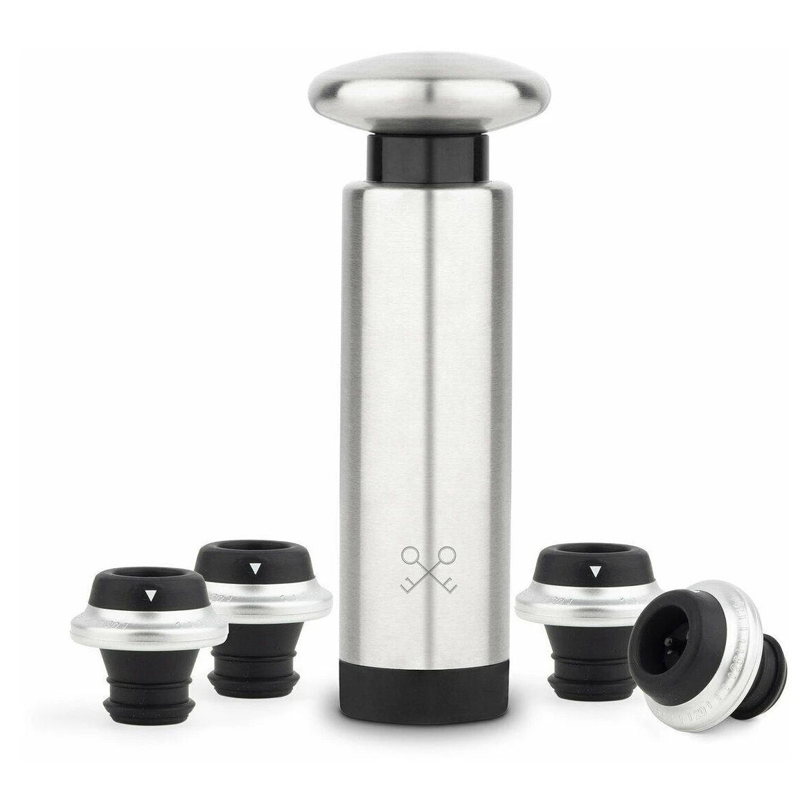 Bomba de vácuo manual Les Petits Champs WOM440 em aço inoxidável com tampões para vinho.