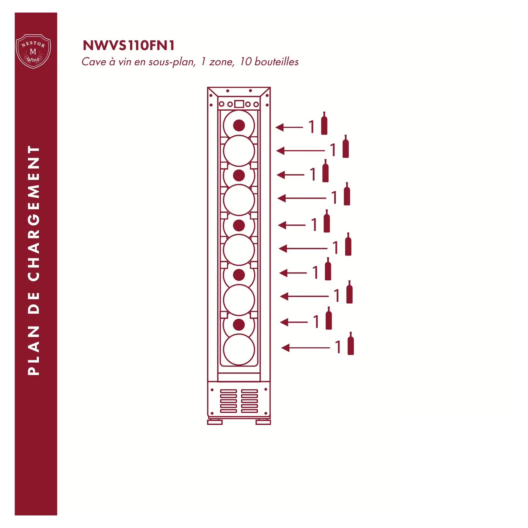 Cave de vinho 10 garrafas Nestor M Wine NWVS110FN1