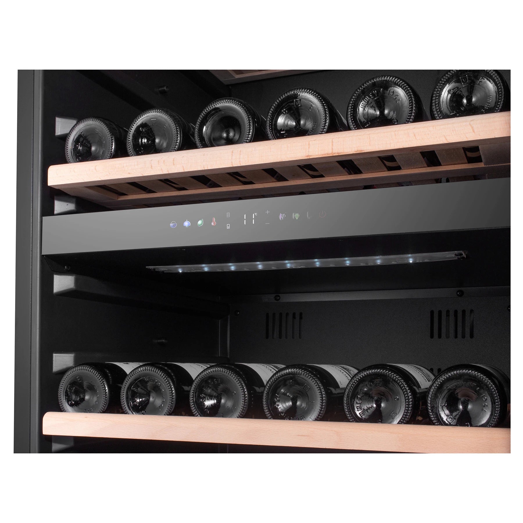 Cave de vinho Caviss C2120CBEG para conservar até 120 garrafas em duas temperaturas.