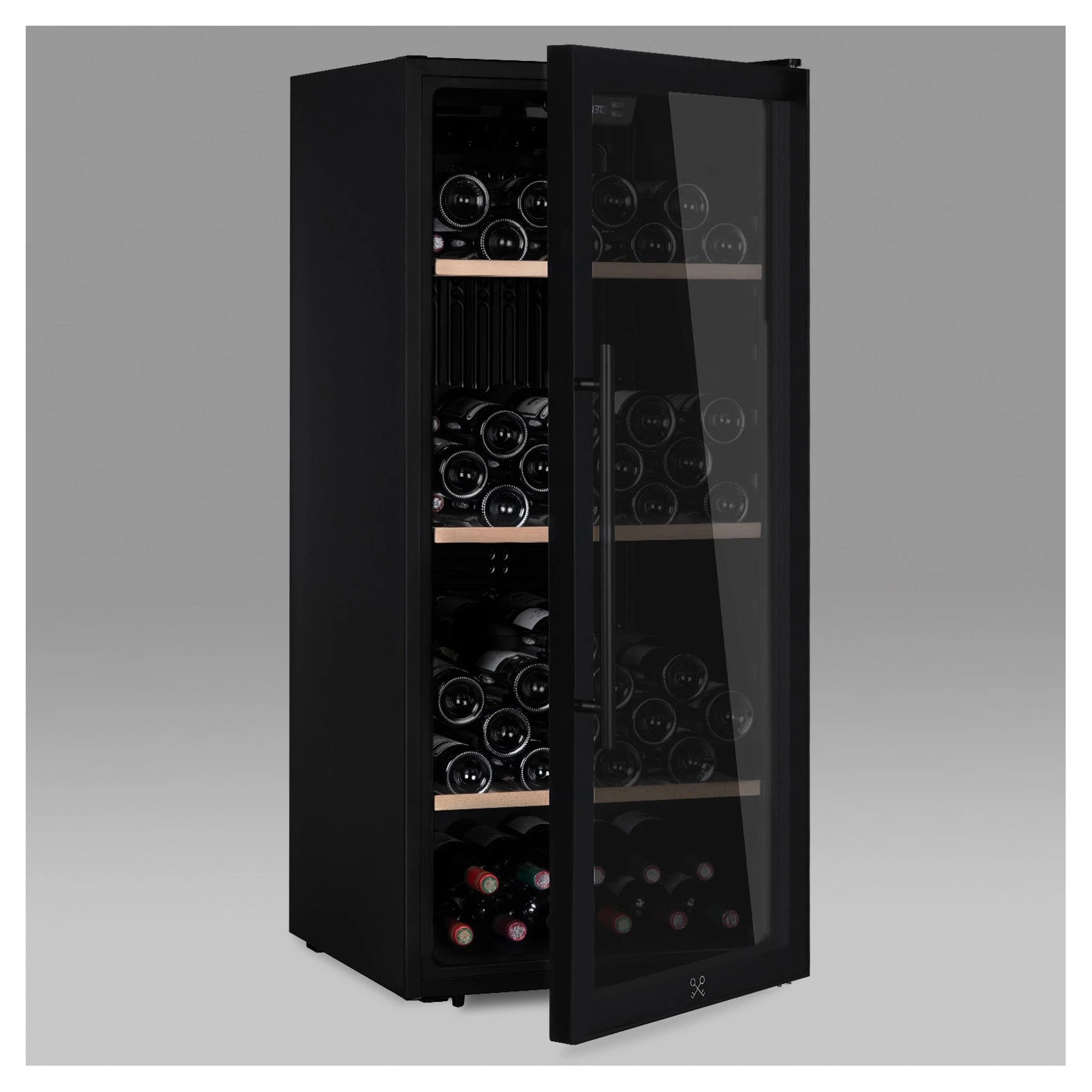Cave de vinho CAVCB122 Black com compressor silencioso e sistema antivibração.