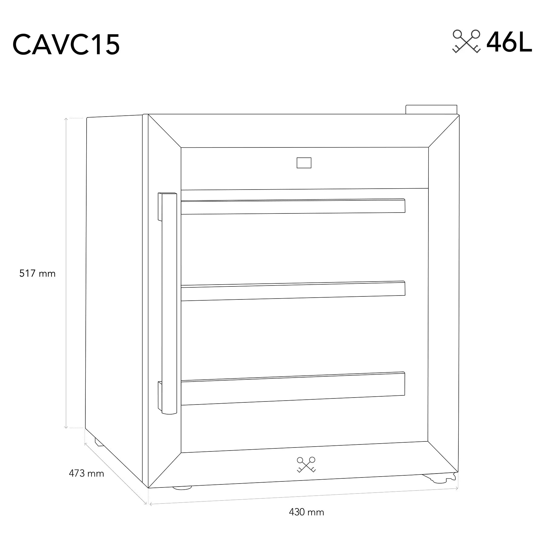 Cave de vinho Les Petits Champs CAVC15 de livre instalação em inox e preto.