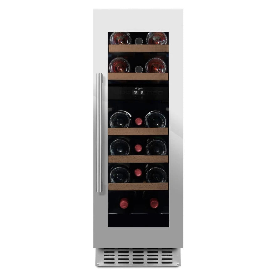 Cave de vinho 16 garrafas mQuvée WineCave 780 30D Stainless encastrável sob bancada com porta inox.