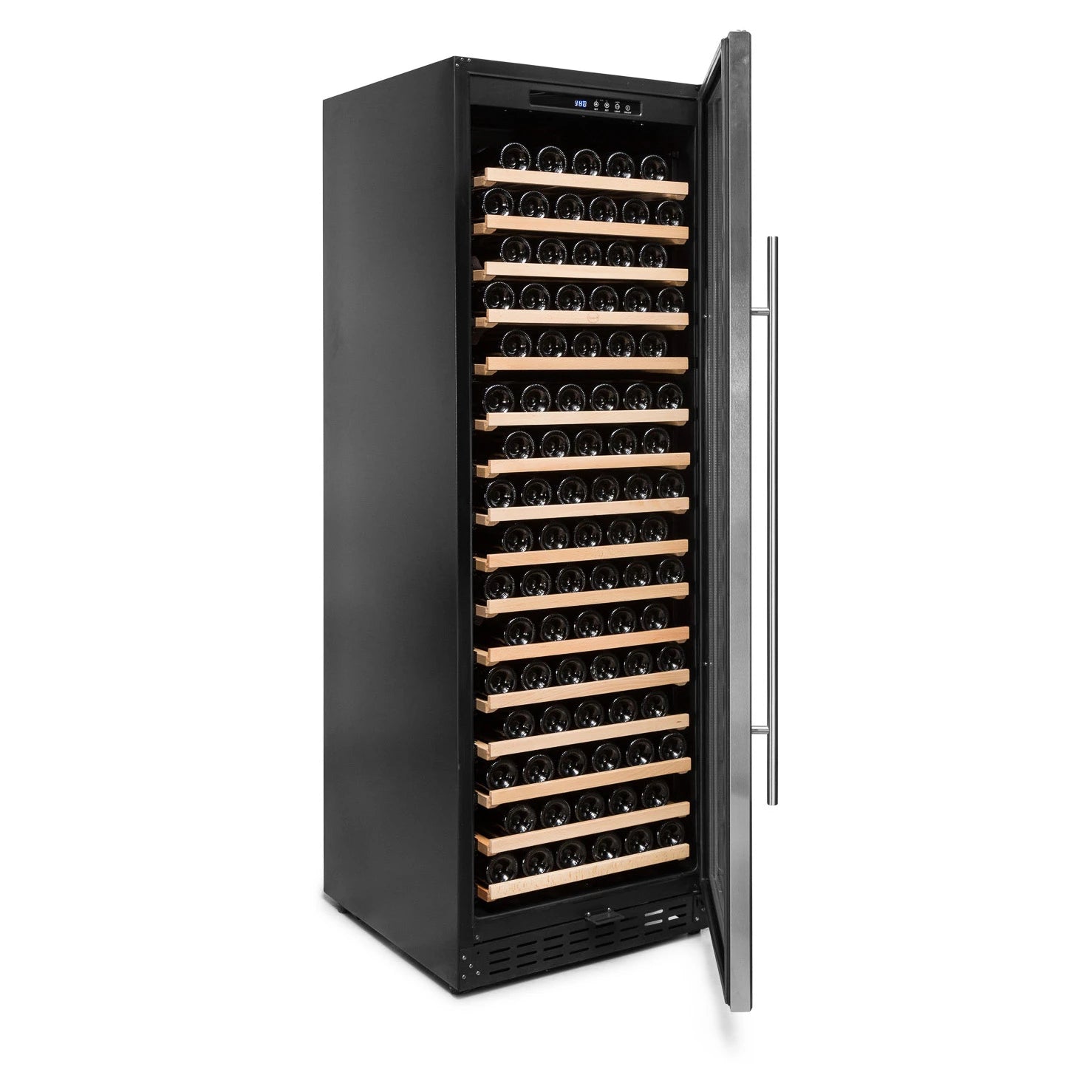 Cave de vinho Vinobox V168 GC 1T Inox de uma zona com temperatura regulável de 5 a 18 ºC.