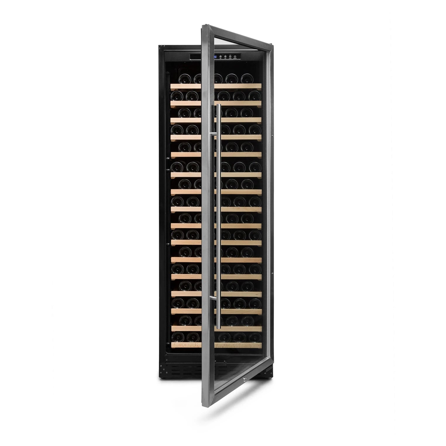 Cave de vinho Vinobox V168 GC 1T Inox com compressor, No Frost e ventilação interior.