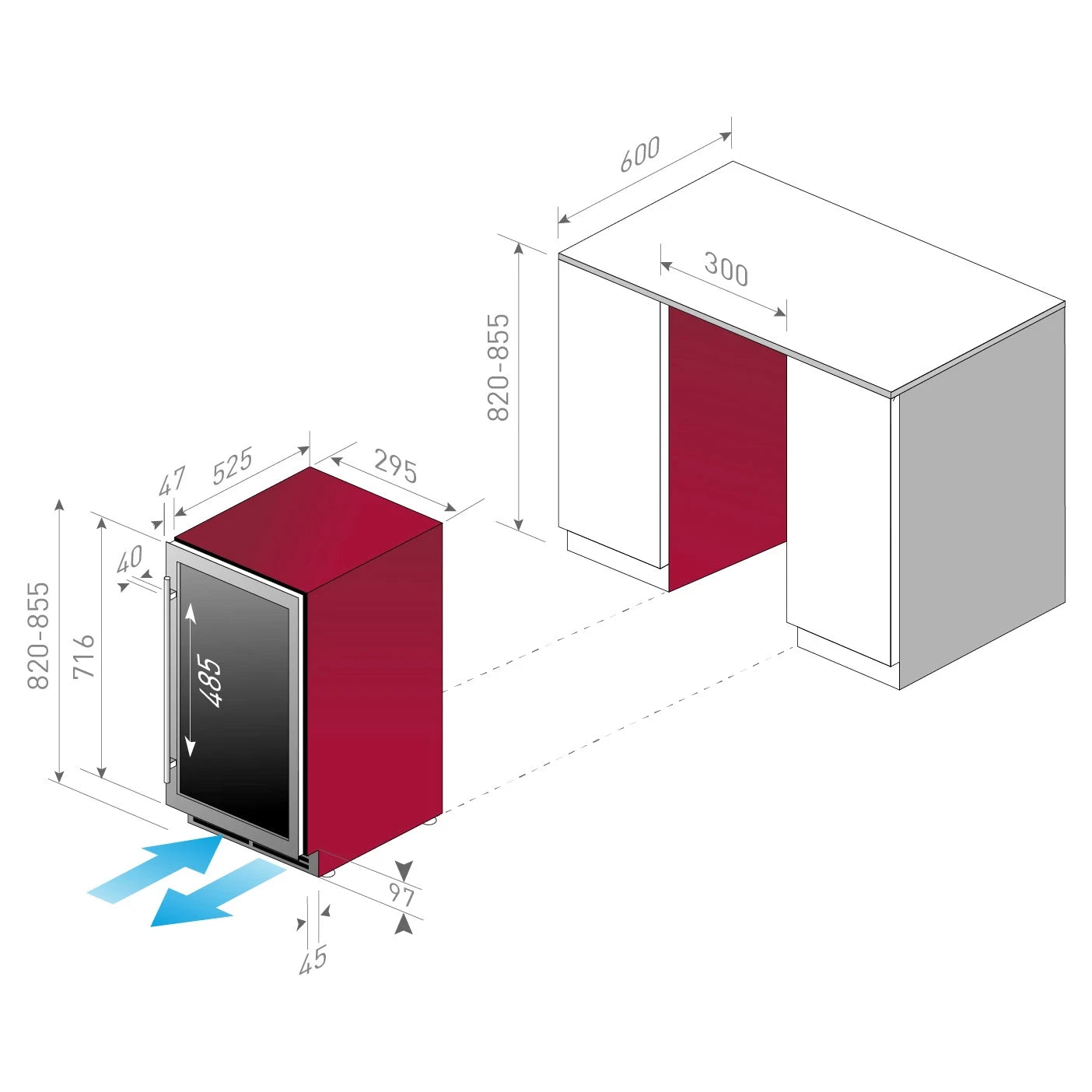 Cave de vinho integrável 18 garrafas Le Chai LMN180 Black