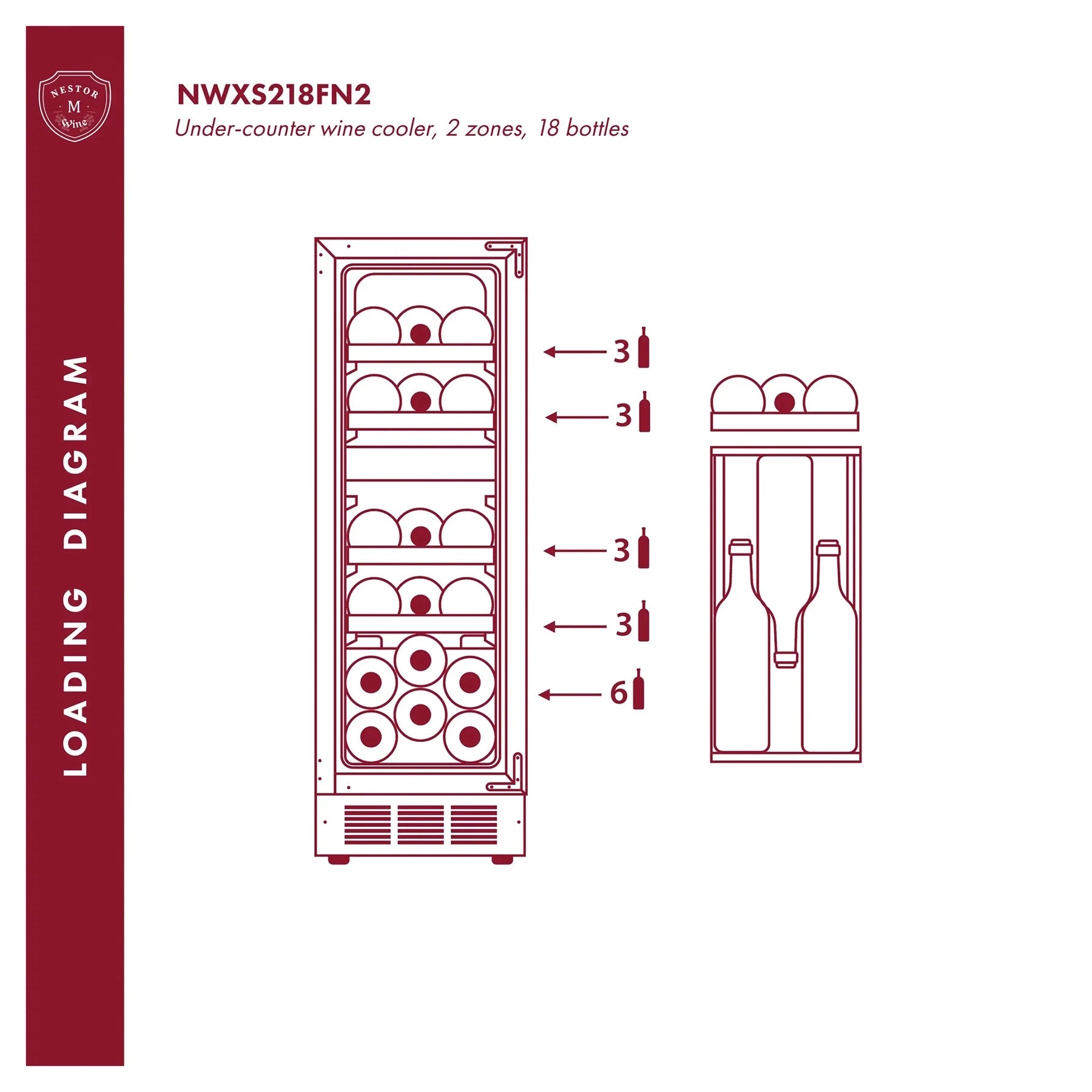 Cave de vinho 18 garrafas Nestor M Wine NWXS218FN2