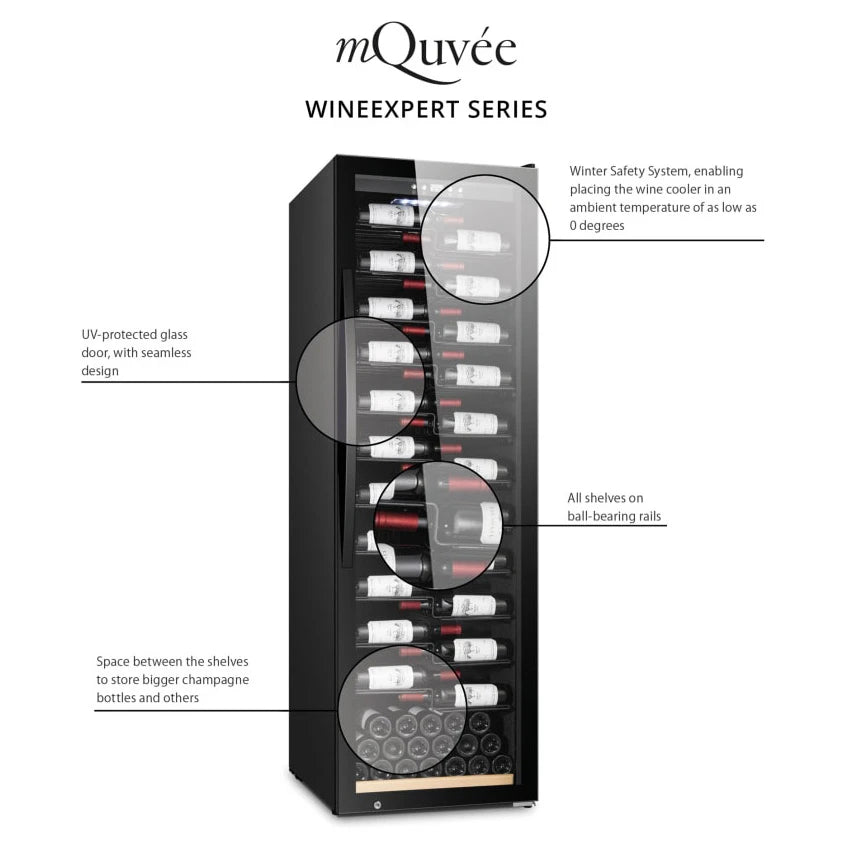 Cave de vinho 180 garrafas mQuvée WineExpert 180 Fullglass Black