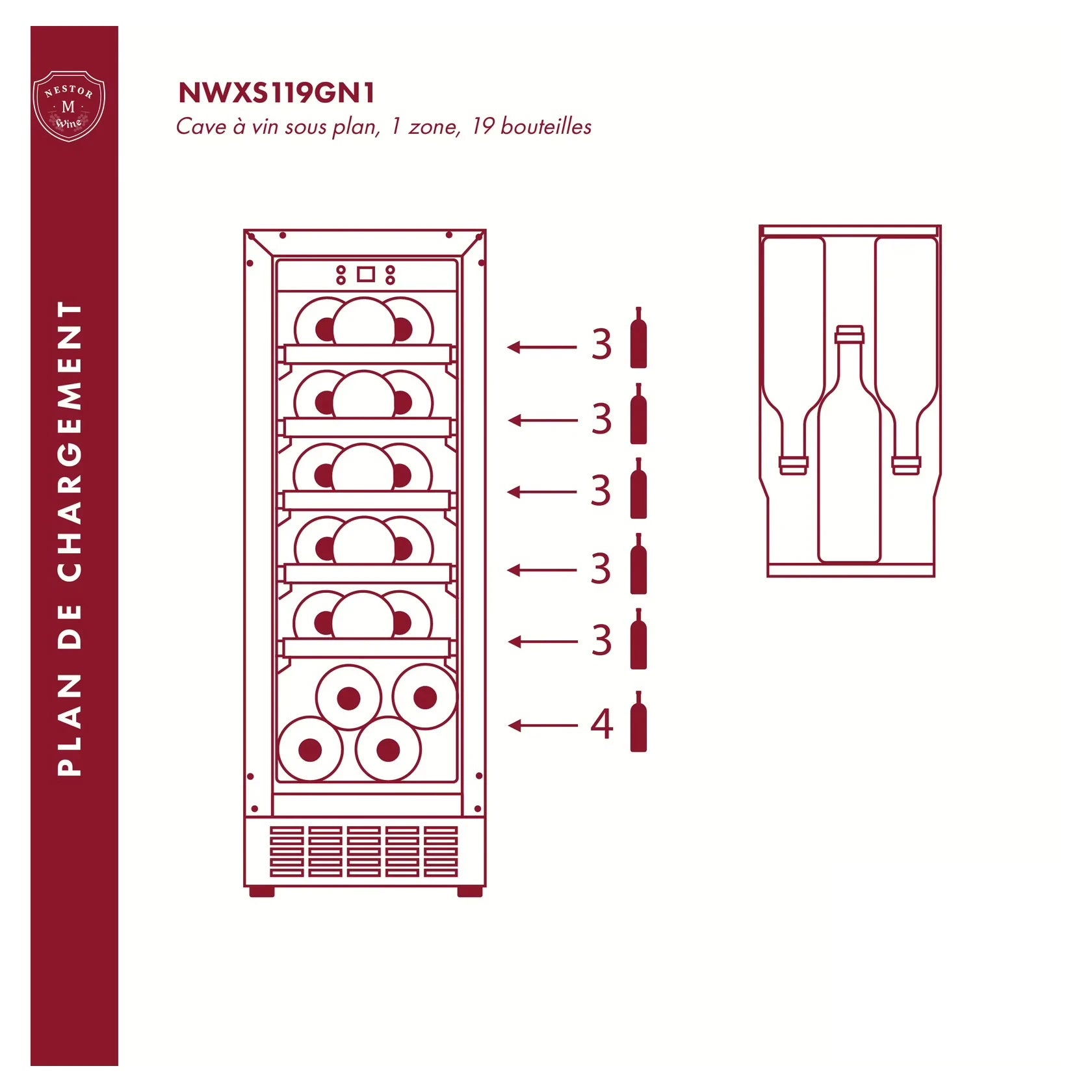 Cave de vinho 19 garrafas Nestor M Wine NWXS119GN1