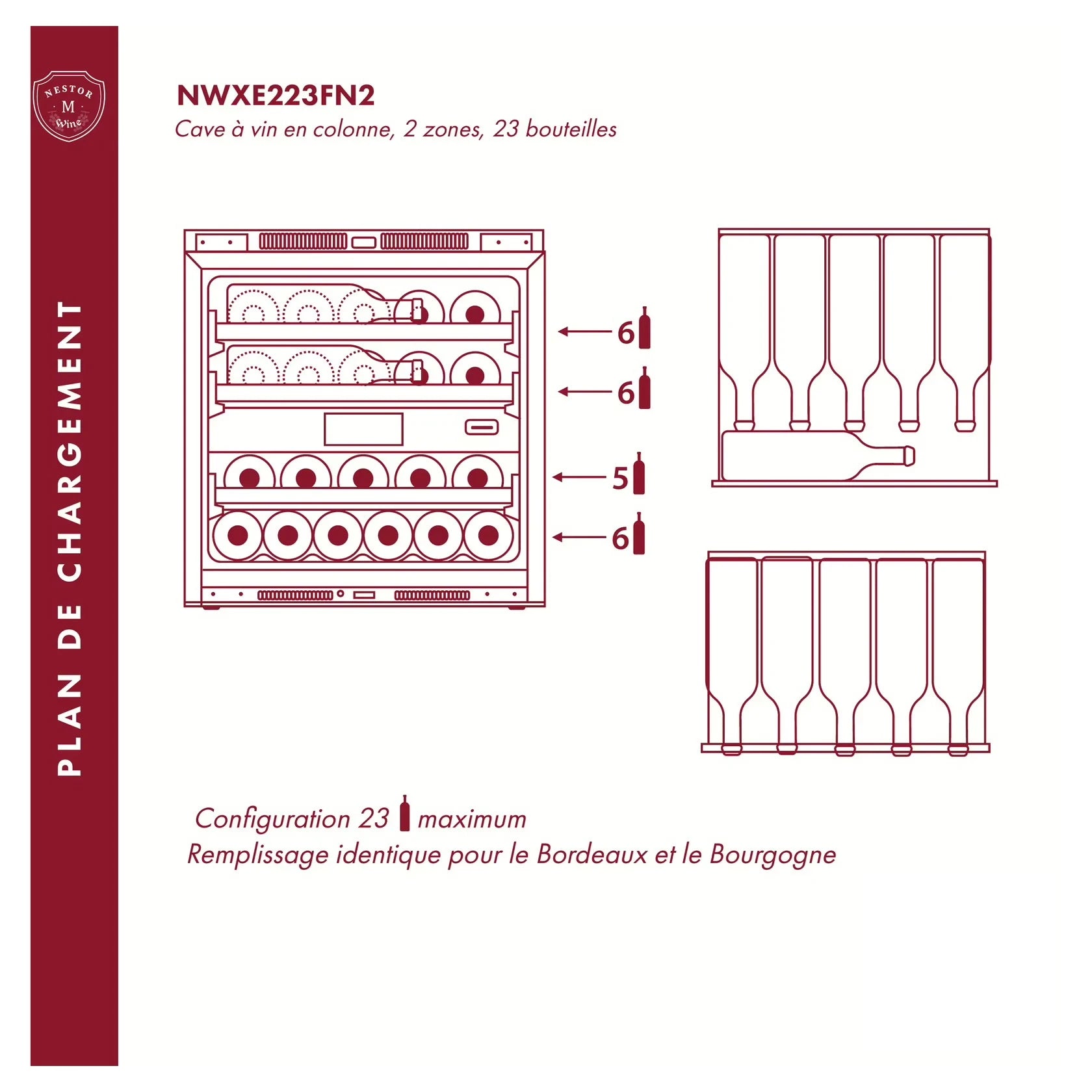 Cave de vinho 23 garrafas Nestor M Wine NWXE223FN2