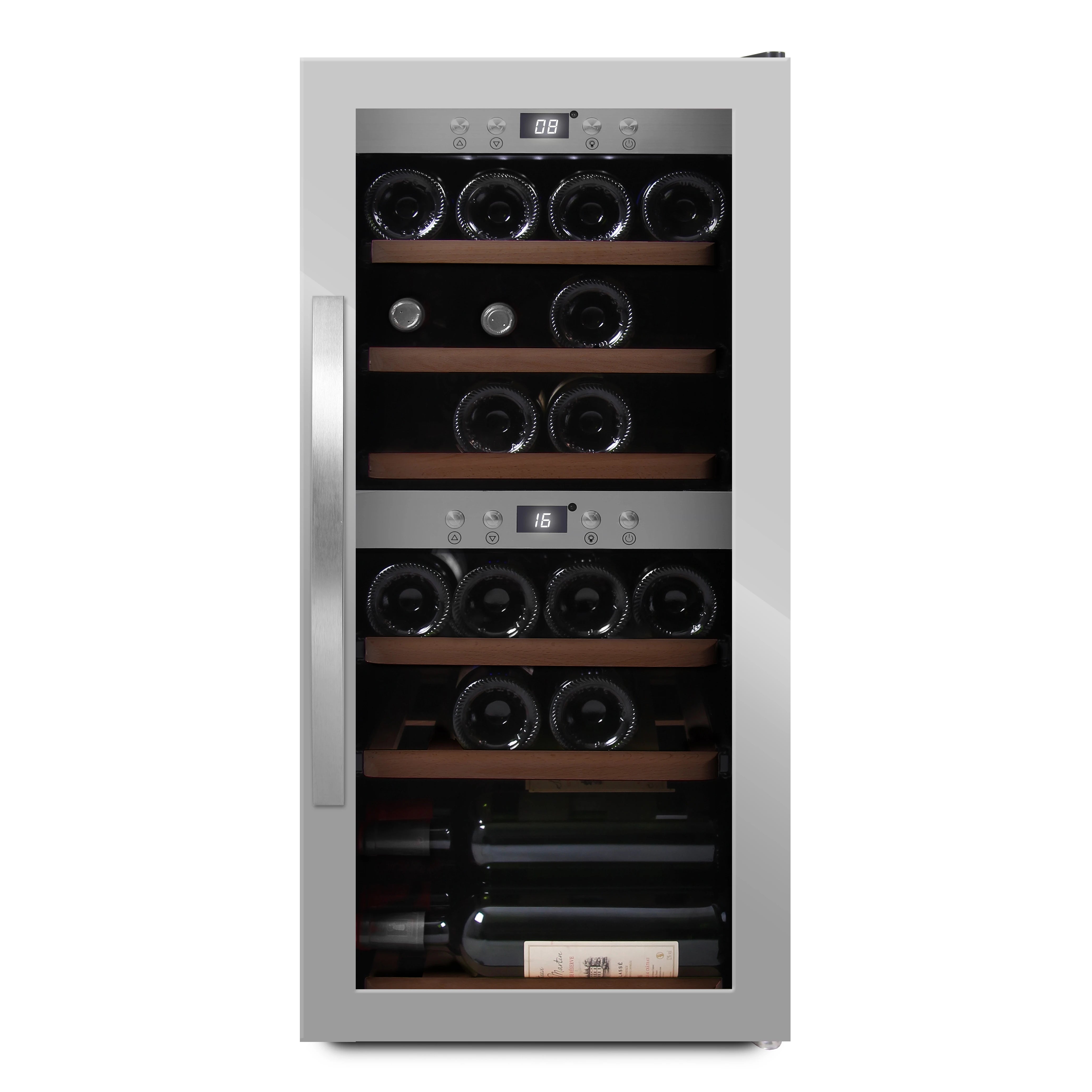Cave de vinho 24 garrafas mQuvée WineExpert 24 Stainless com porta em aço inoxidável.