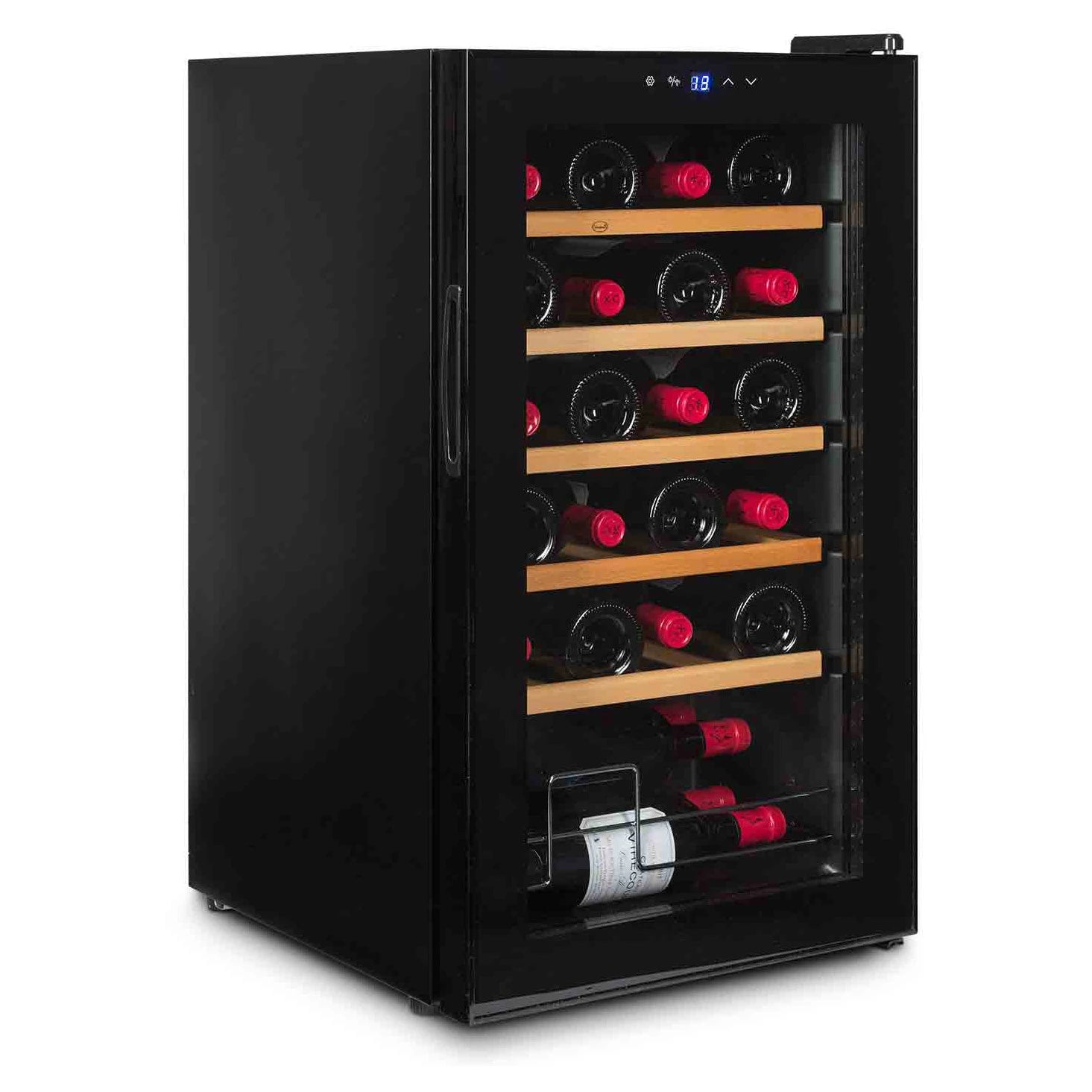 Interior da cave de vinho Vinobox V24 Pro com capacidade para 24 garrafas.