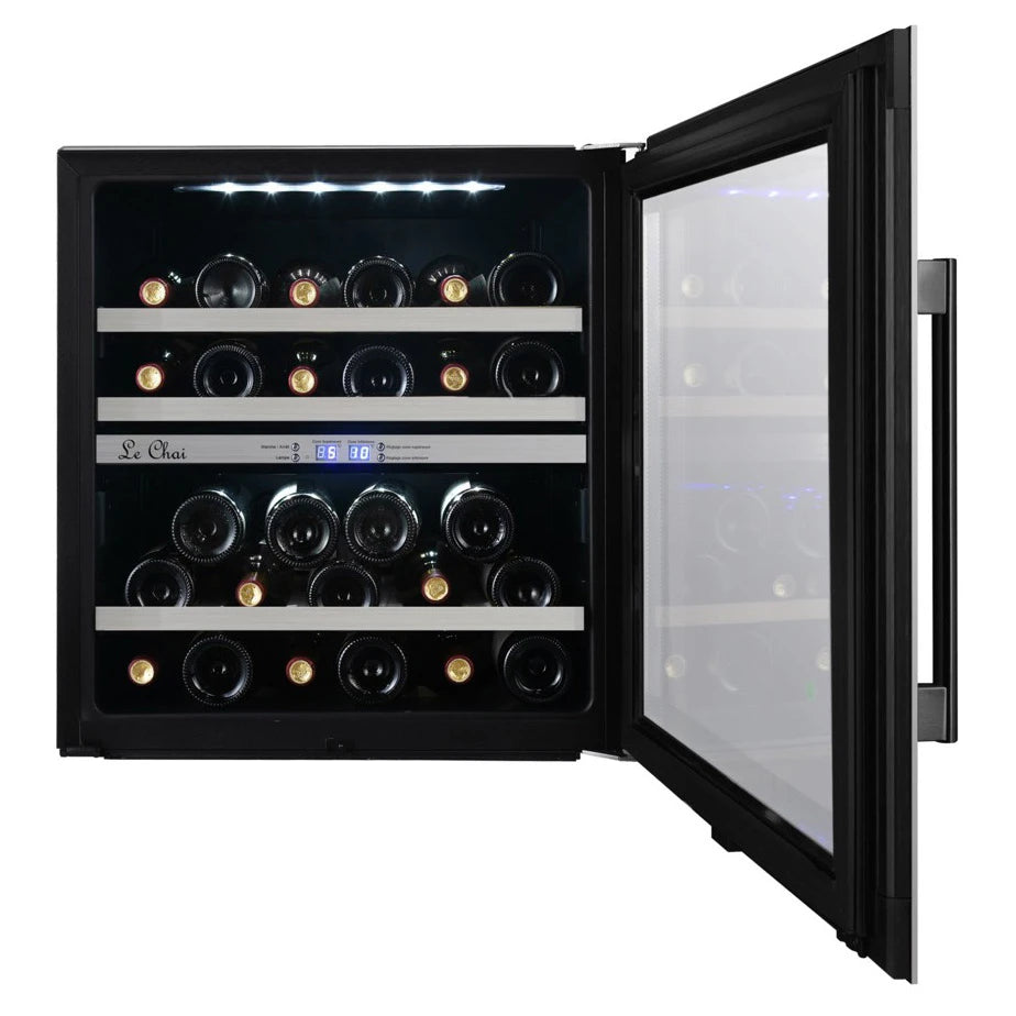 Cave de vinho Le Chai LBN270 Black com duas zonas de temperatura de 5 a 22 ºC.