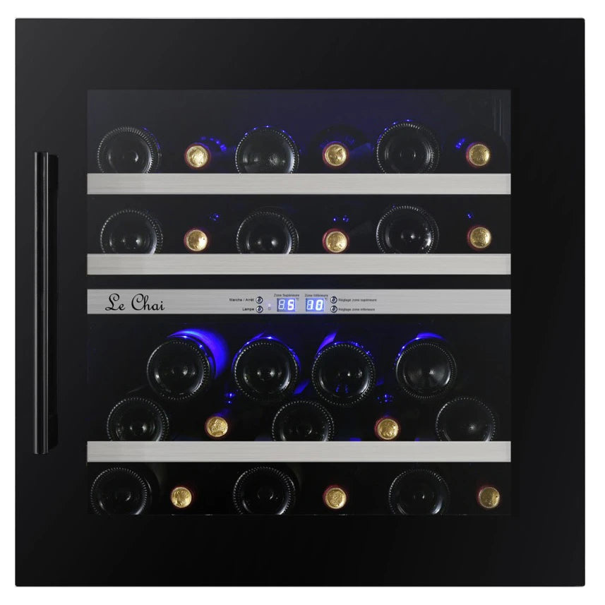 Cave de vinho integrável 27 garrafas Le Chai LBN270 Black com dupla zona e porta preta anti-UV.