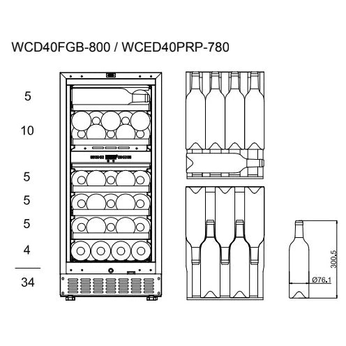 Cave de vinho 34 garrafas mQuvée WineCave 800 40D Fullglass