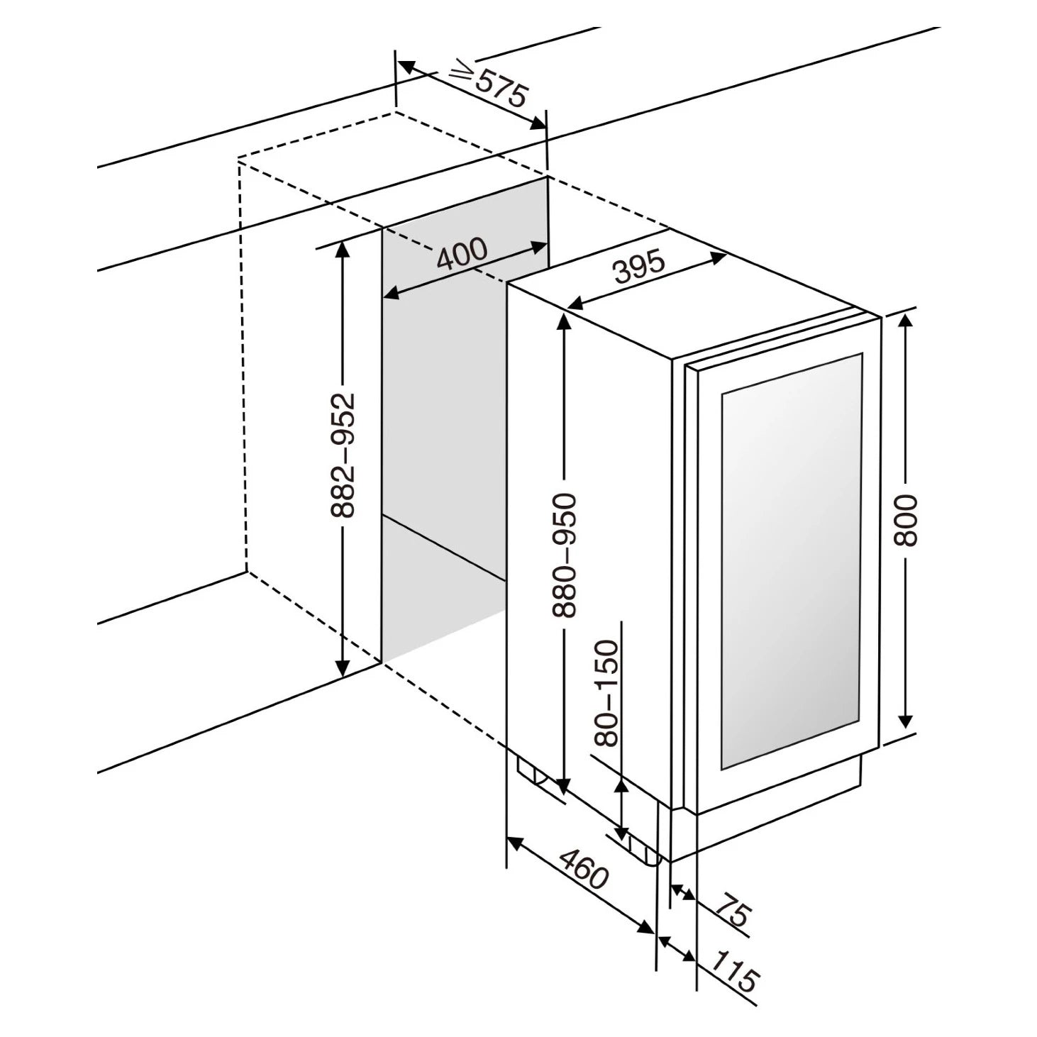 Cave de vinho 34 garrafas mQuvée WineCave 800 40D Fullglass