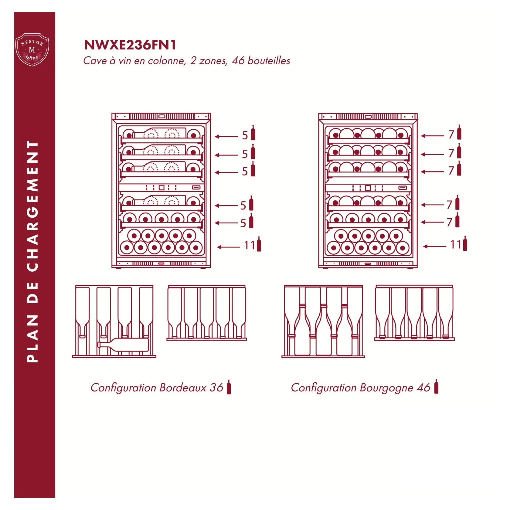 Cave de vinho 36 garrafas Nestor M Wine NWXE236FN1