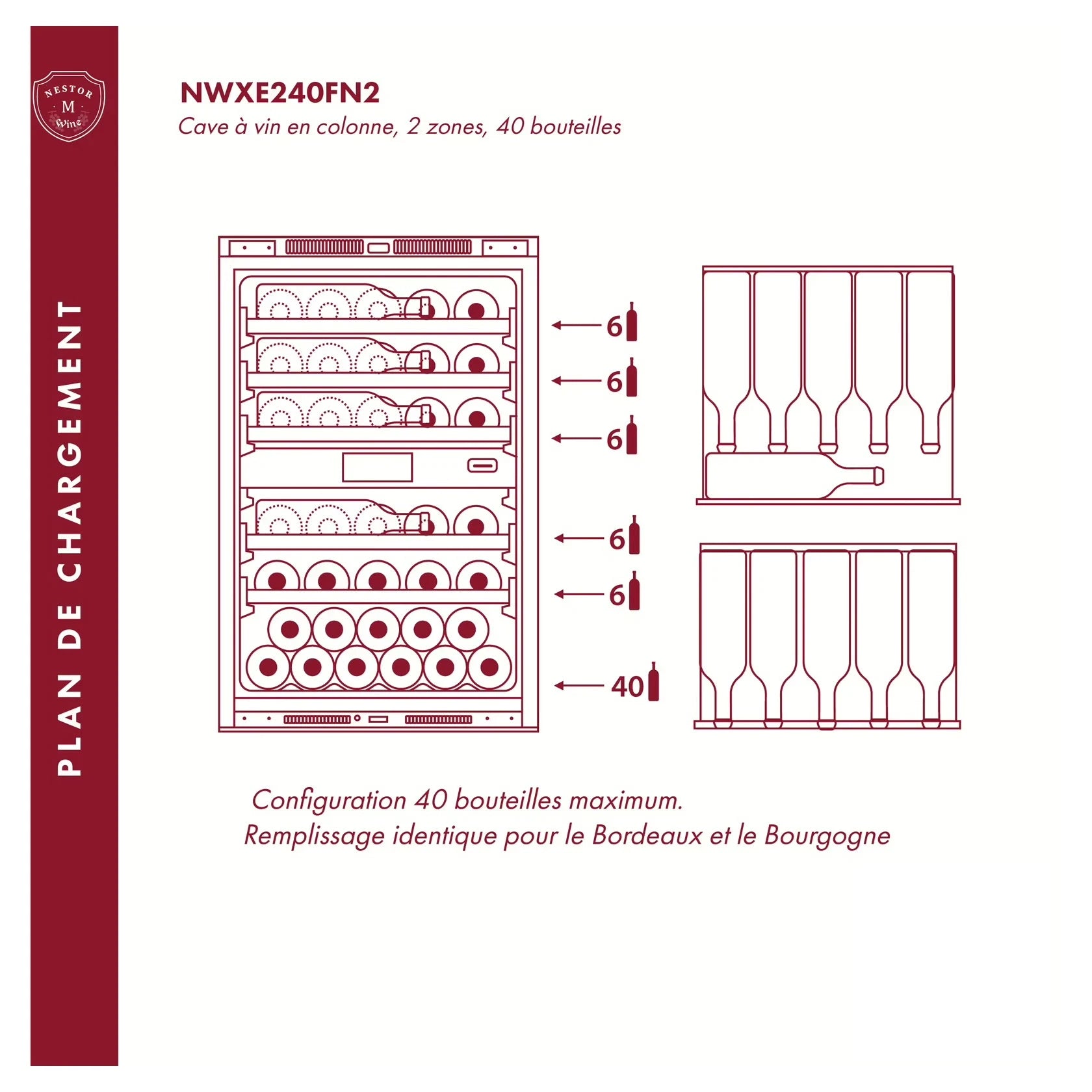 Cave de vinho 40 garrafas Nestor M Wine NWXE240FN2