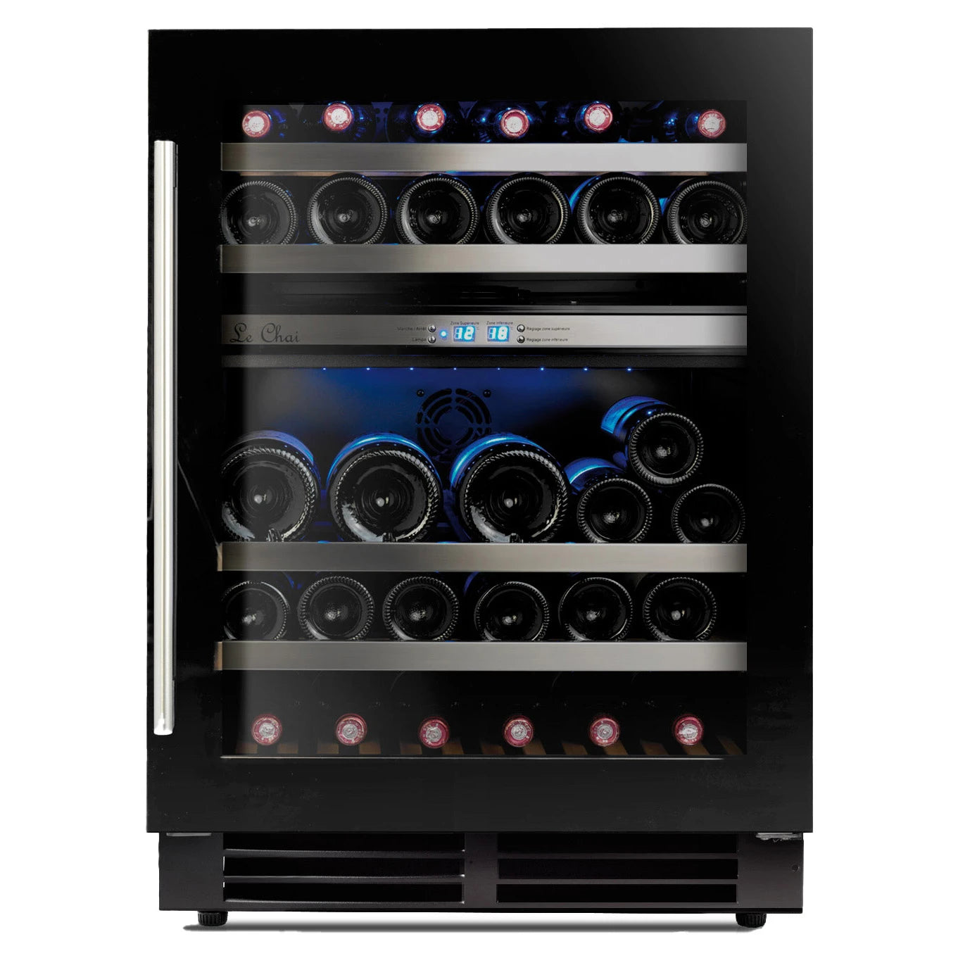 Cave de vinho integrável 44 garrafas Le Chai LBN445 Black com dupla zona e porta preta anti-UV.