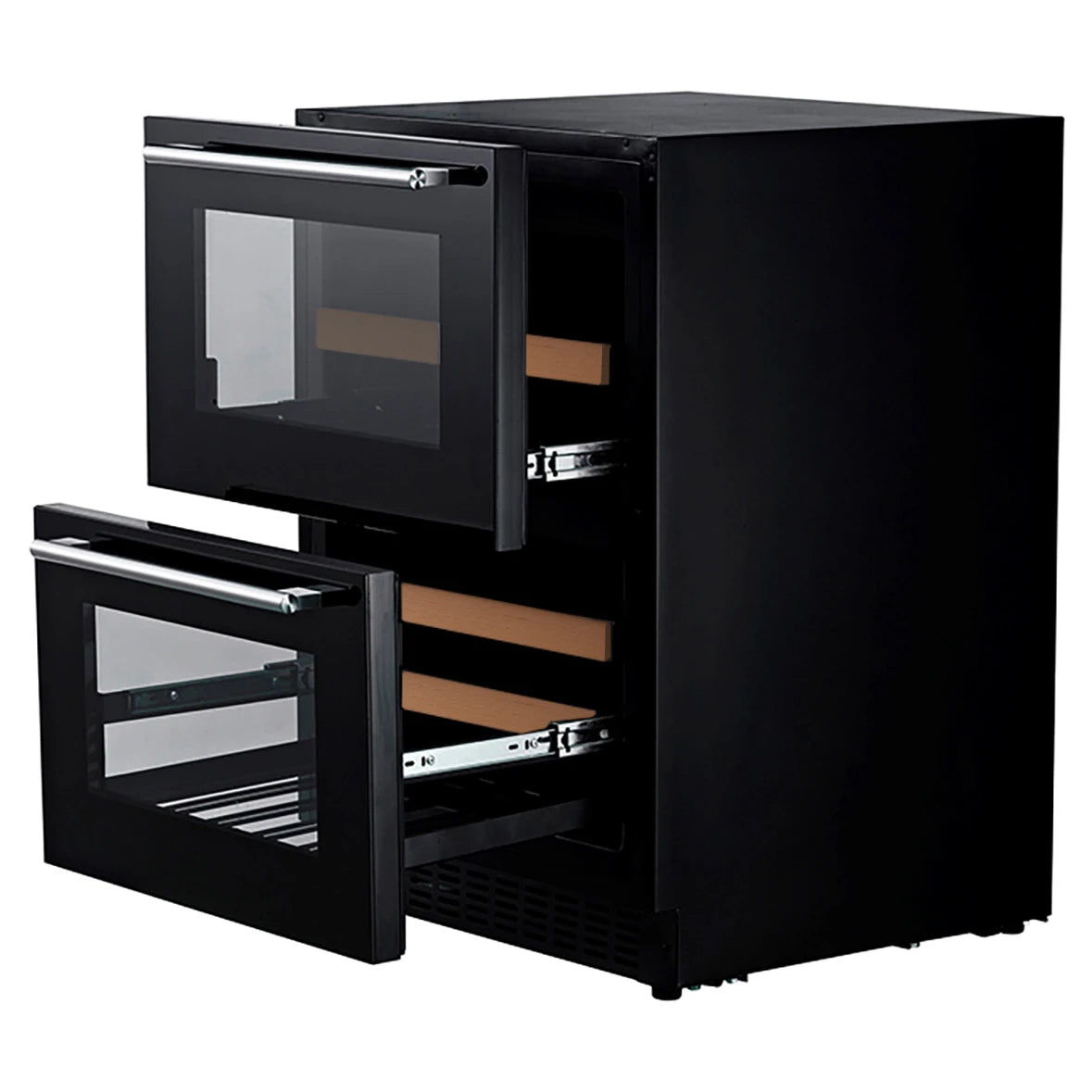 Cave de vinho 45 garrafas mQuvée WineCave 60DD Fullglass Black encastrável sob bancada.
