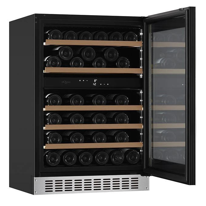 Cave de vinho mQuvée WineCave 780 60D Stainless com duas zonas de temperatura.
