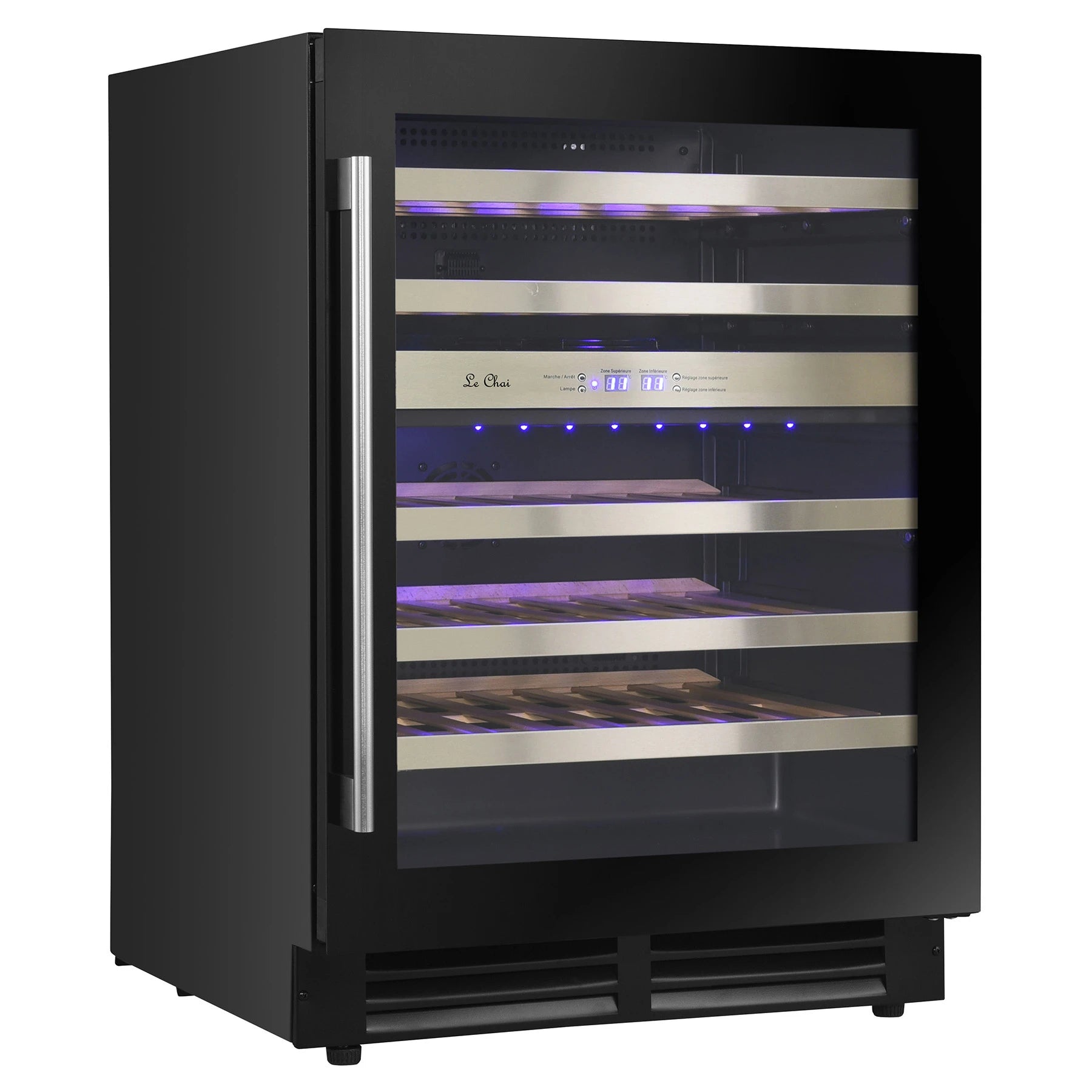 Cave de vinho Le Chai LBN468 com compressor ventilado e controlo digital LED azul.