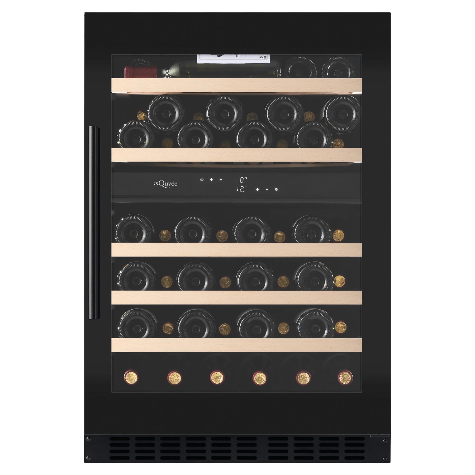 Cave de vinho 53 garrafas mQuvée WineCave 800 60D Fullglass Black encastrável sob bancada.