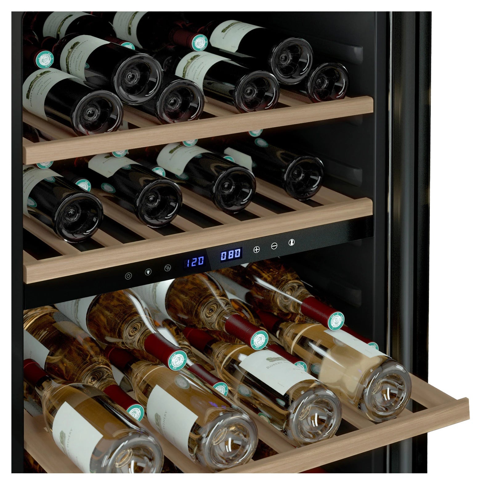 Cave de vinho Les Petits Champs CAVCDB62 com porta reversível e sistema antivibração.