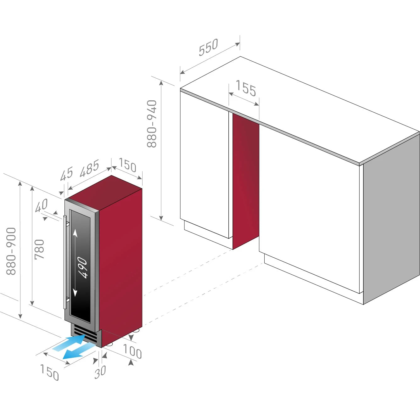 Cave de vinho integrável 7 garrafas Le Chai LMN78 Black