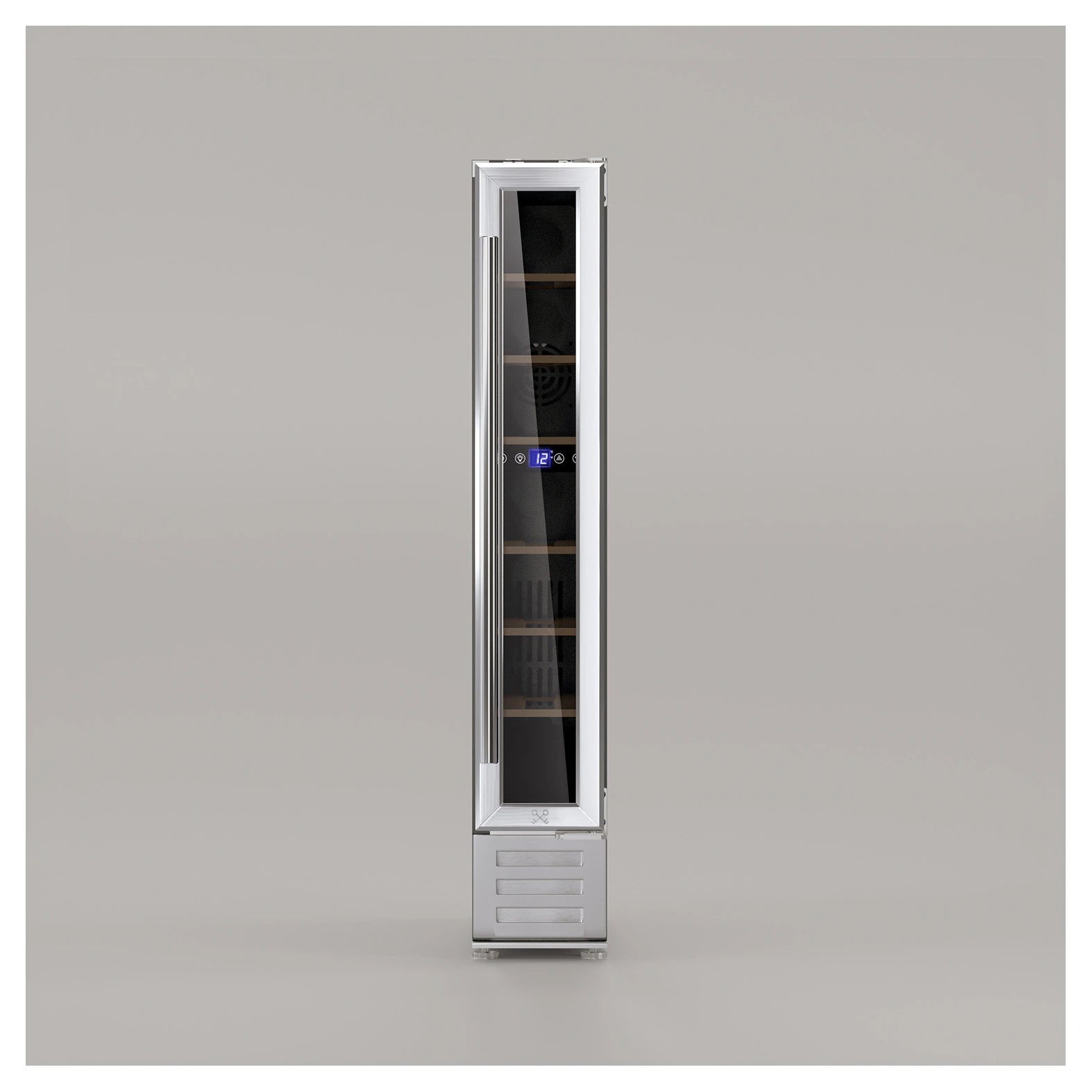 Cave de vinho 7 garrafas Les Petits Champs CAVSE7 encastrável sob bancada com porta de vidro e acabamento em inox.