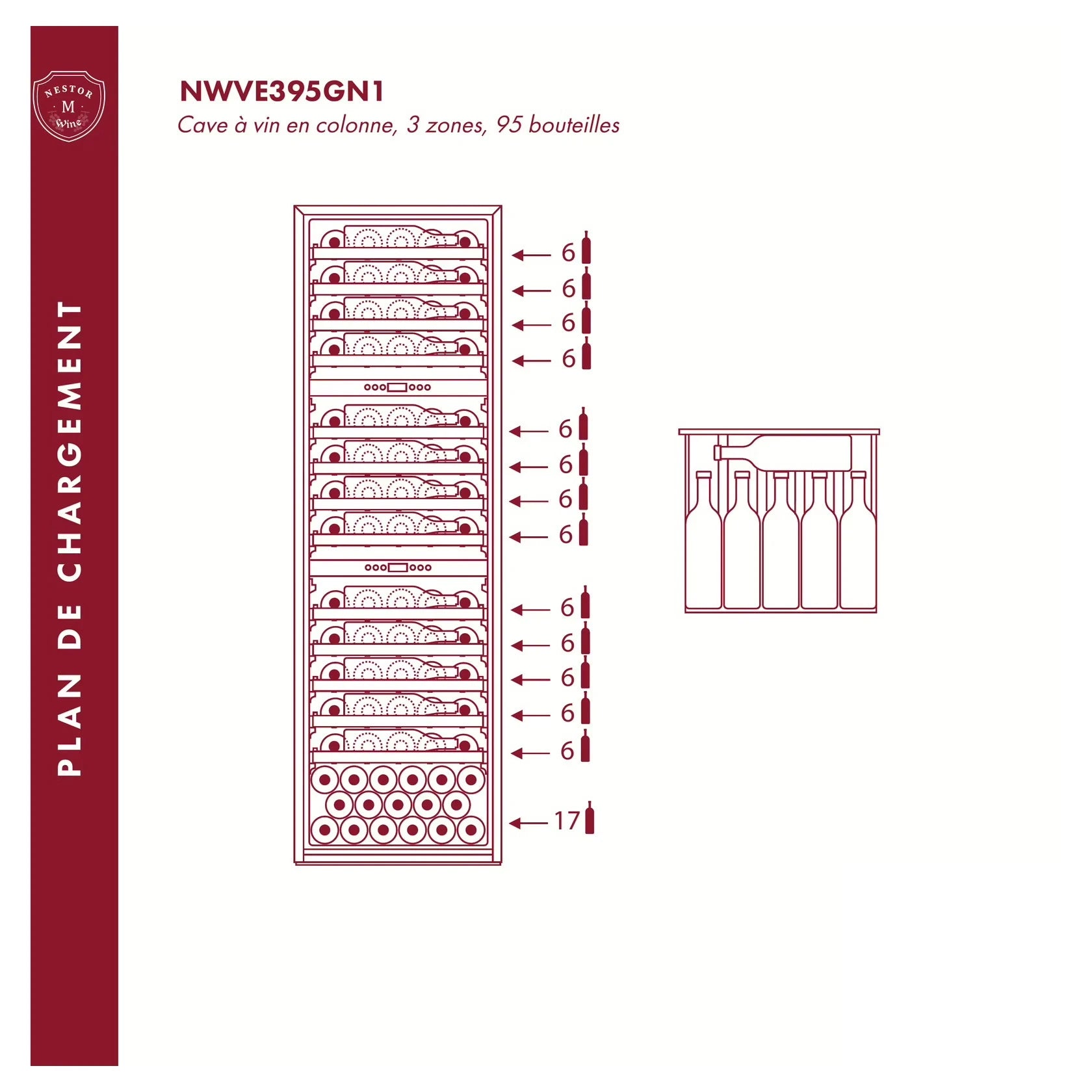 Cave de vinho 95 garrafas Nestor M Wine NWVE395GN1