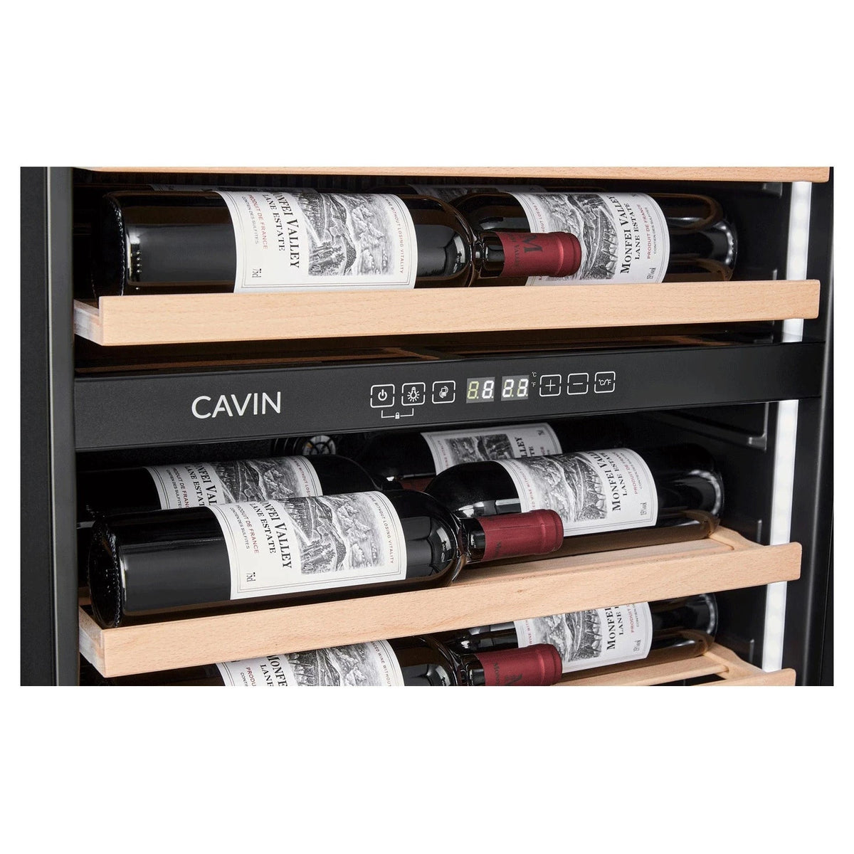 Diagrama de capacidade de Cave de vinho para 18 garrafas Cavin Arctic Collection 60D Shallow de dupla zona Full Glass Black
