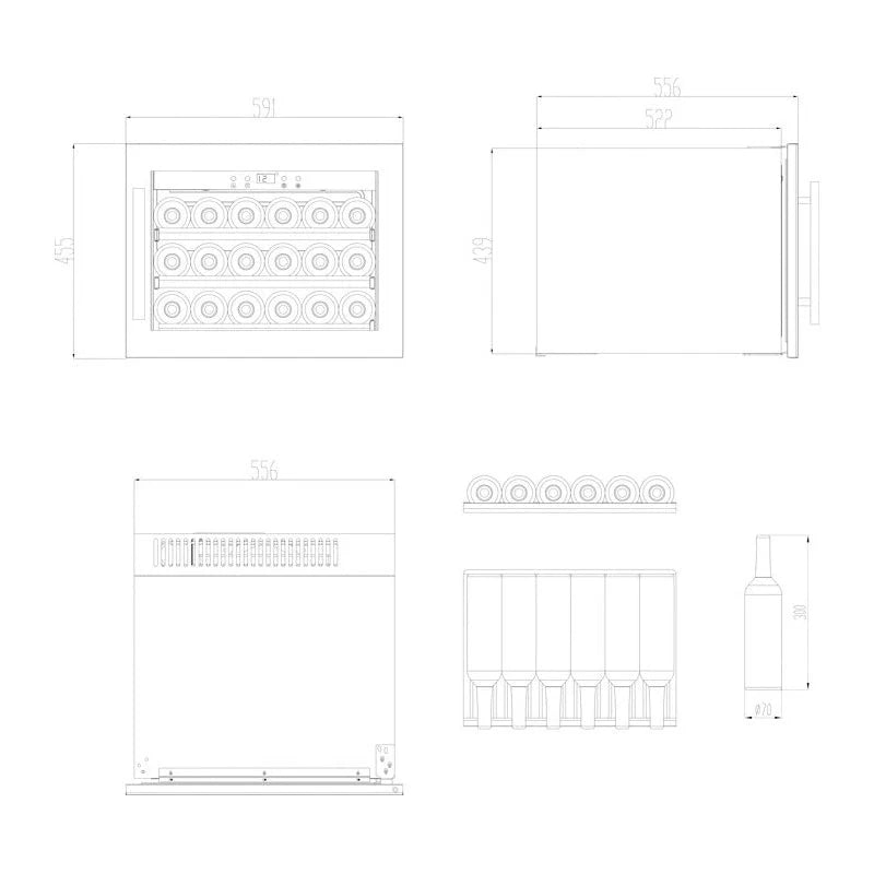 Diagrama de capacidade de Cave de vinho para 18 garrafas Cavin Scandinavian Collection 18 Black