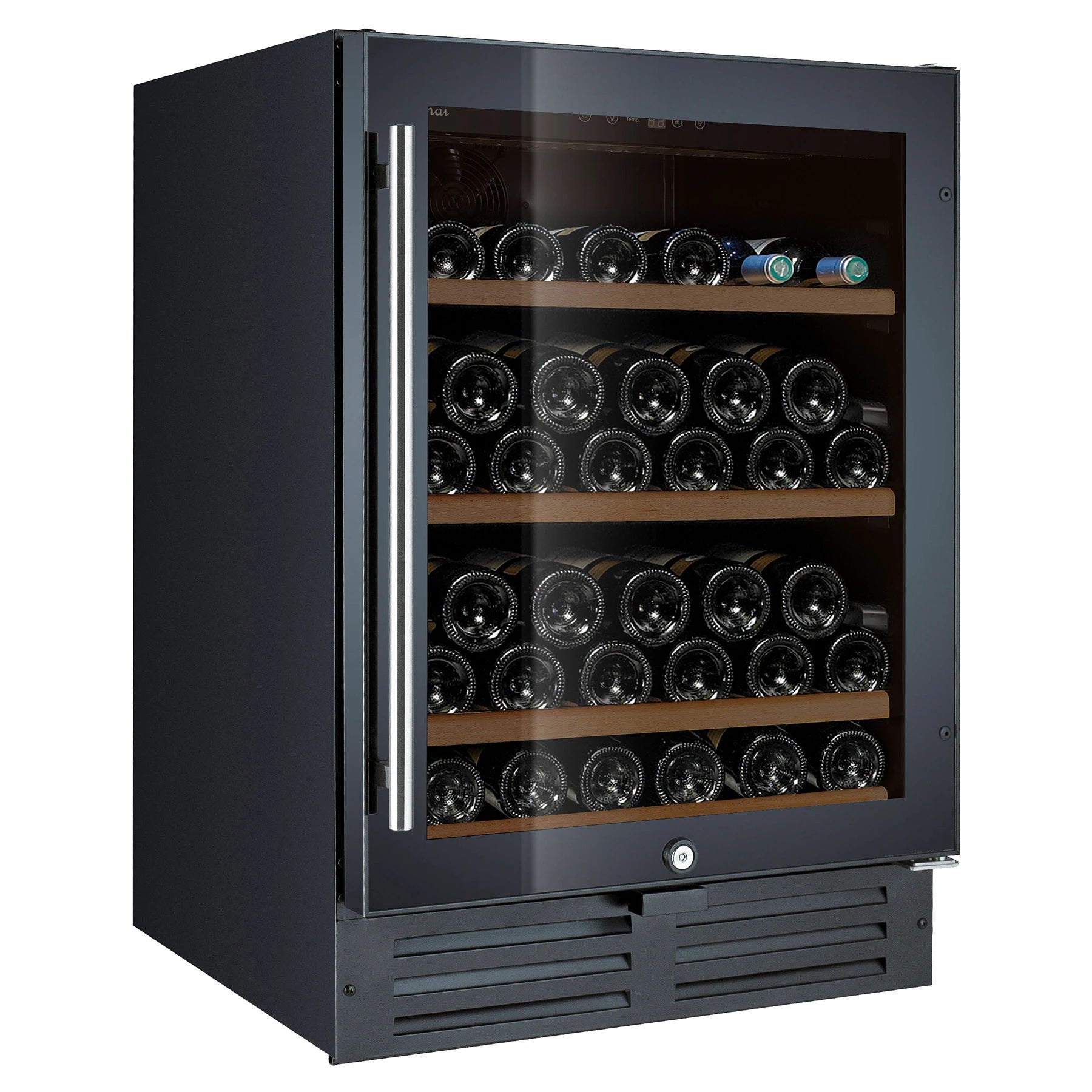 Cave de vinho Le Chai PRO42E Black com porta de vidro triplo anti-UV e fechadura com chave.