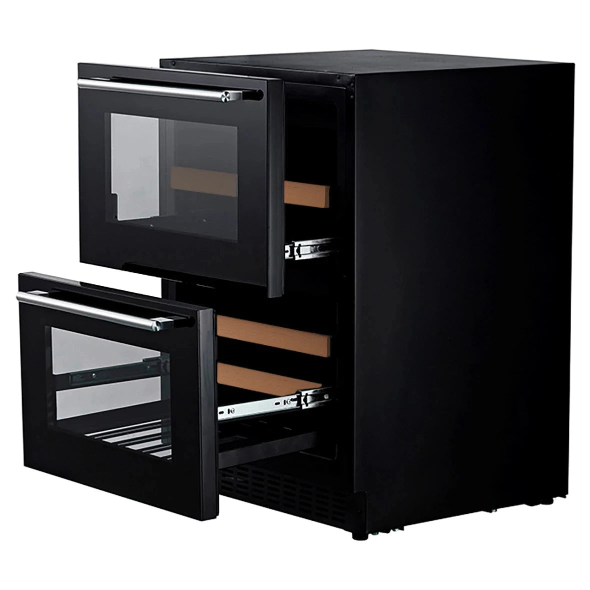 Cave de vinho para 45 garrafas mQuvée WineCave 60DD de dupla zona Fullglasss Black