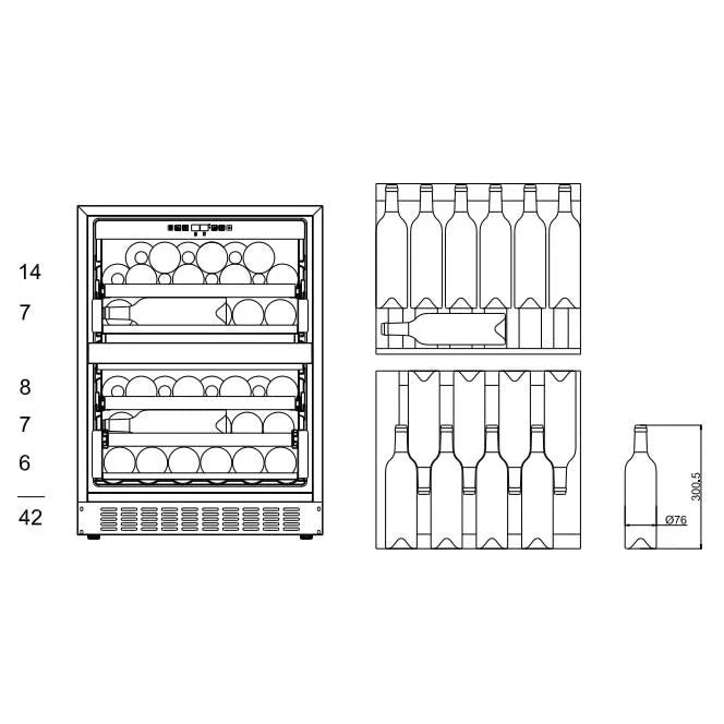 Cave de vinho para 45 garrafas mQuvée WineCave 60DD de dupla zona Fullglasss Black, vista 8