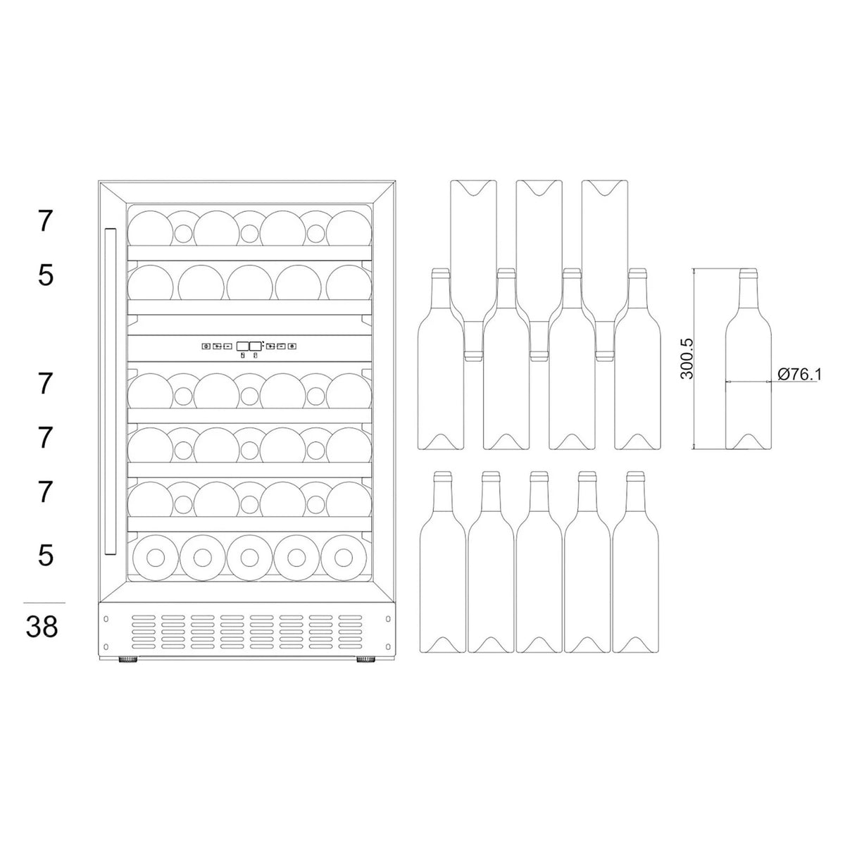 Cave de vinho para 38 garrafas mQuvée WineCave 700 50D Modern de dupla zona, vista 6