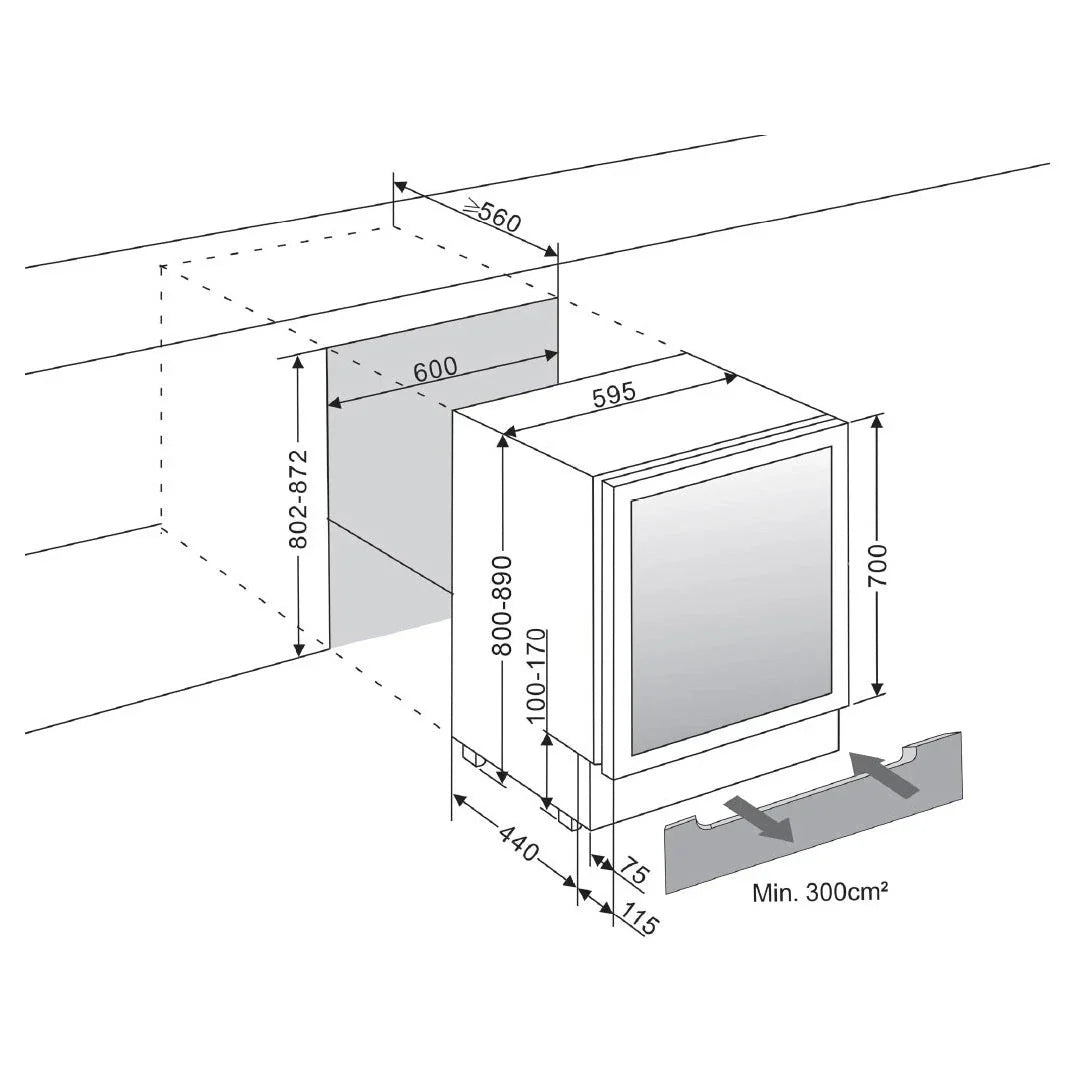 Cave de vinho para 45 garrafas mQuvée WineCave 700 60D de dupla zona Anthracite Black, vista 9