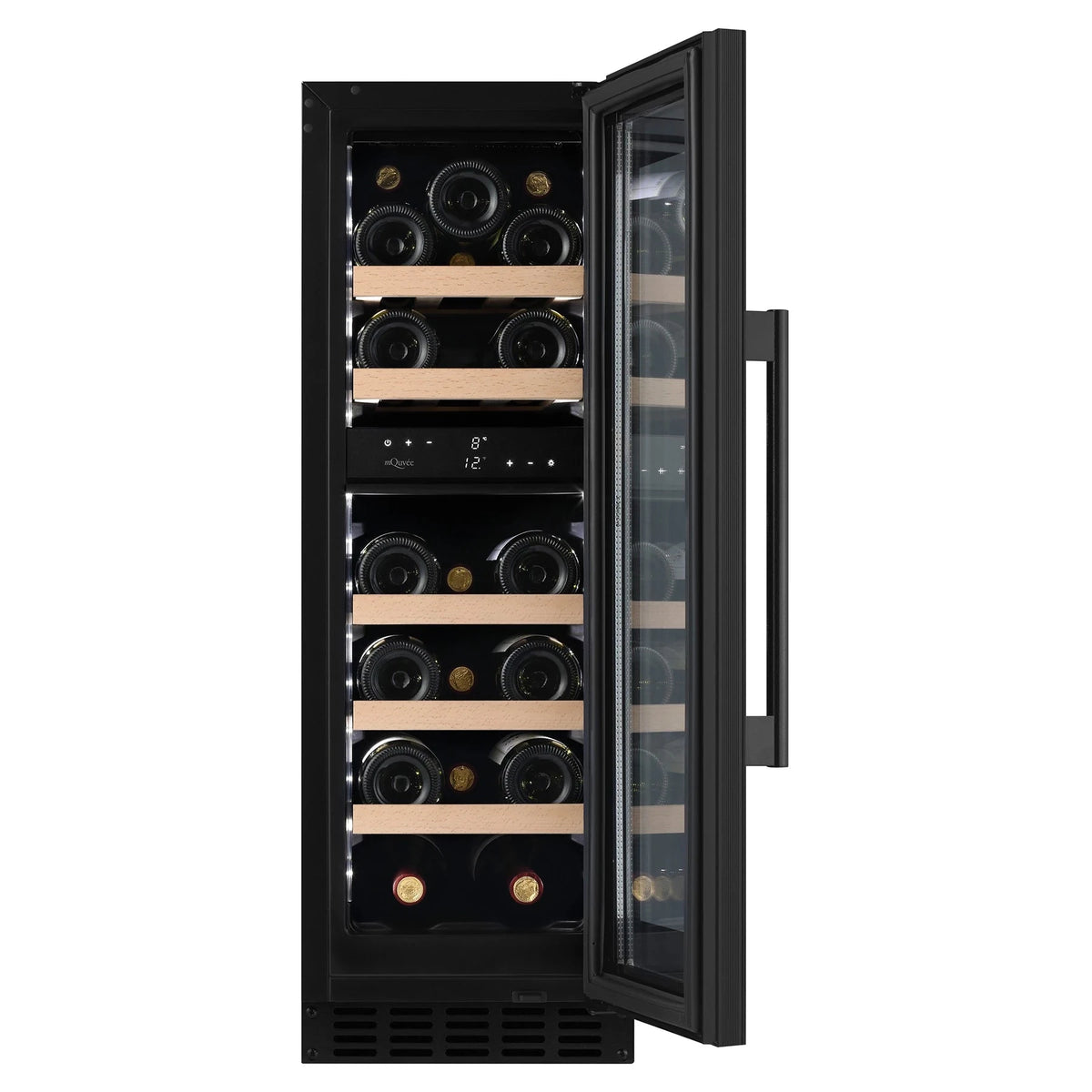Cave de vinho para 19 garrafas mQuvée WineCave 800 30D Fullglass Black de dupla zona, vista 3