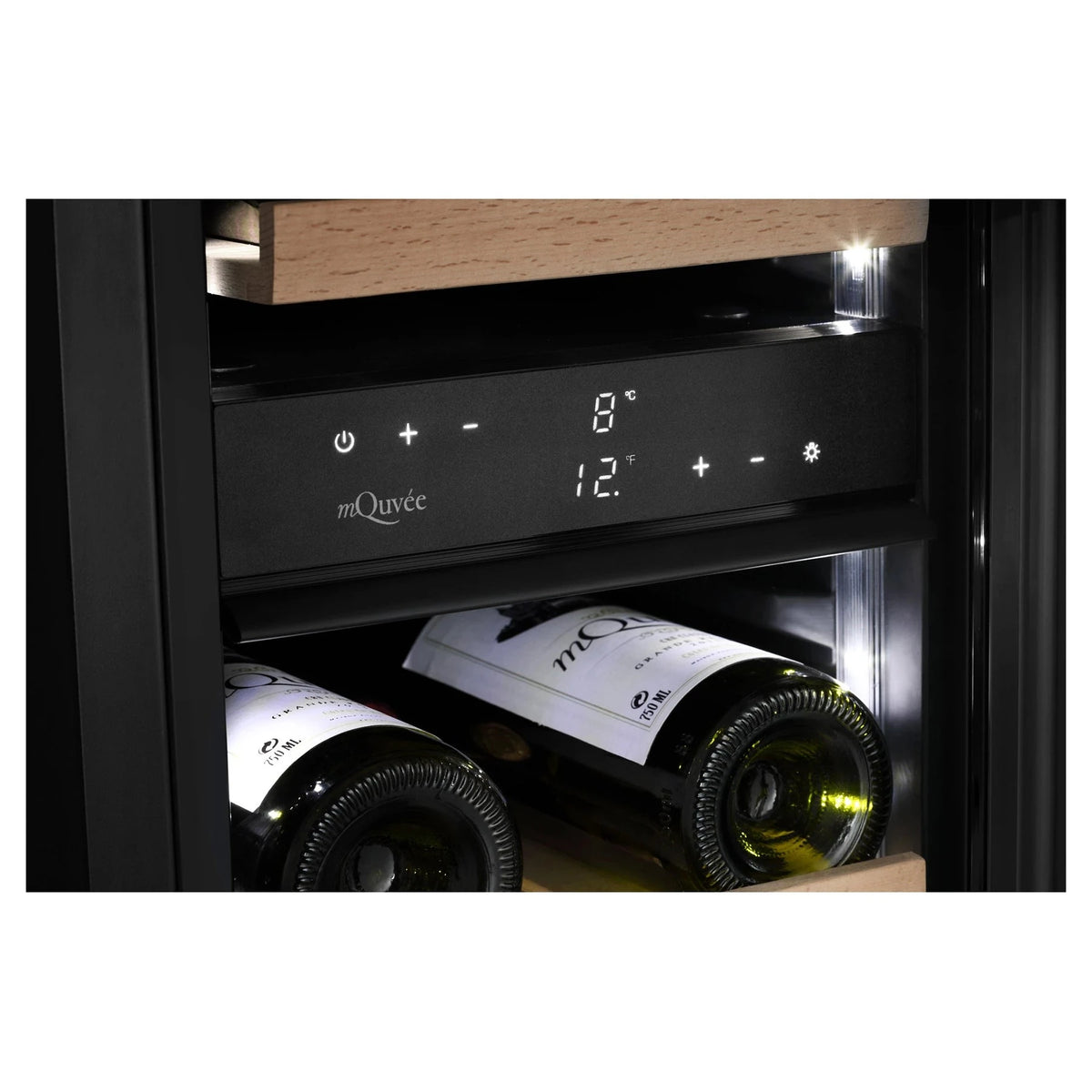 Cave de vinho para 19 garrafas mQuvée WineCave 800 30D Fullglass Black de dupla zona, vista 6