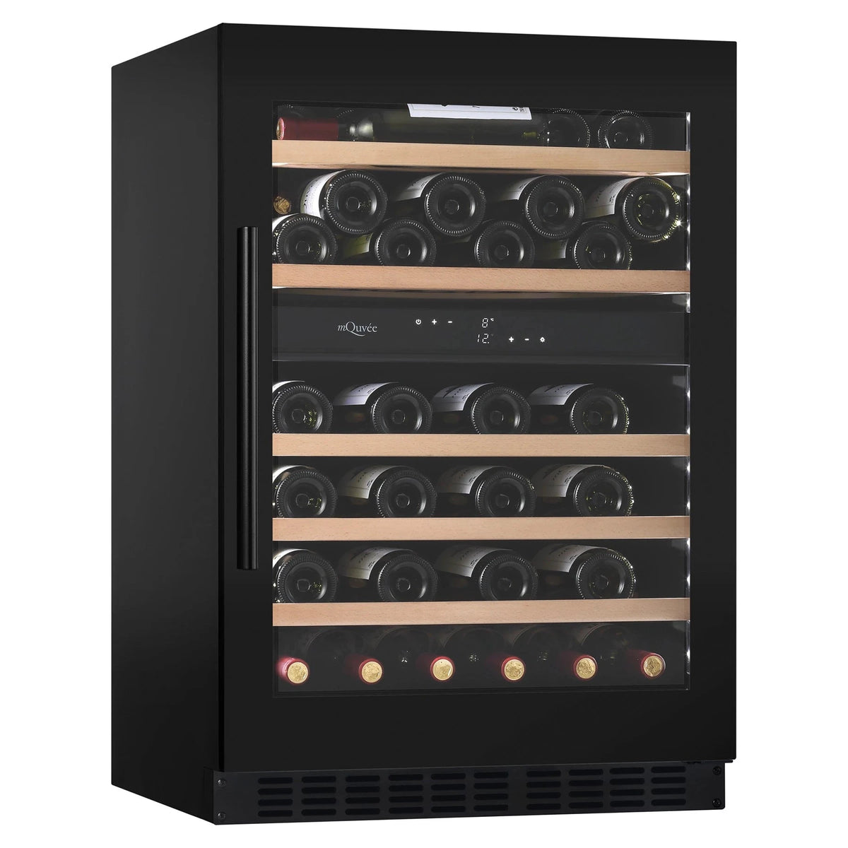 Cave de vinho para 53 garrafas mQuvée WineCave 800 60D Fullglass Black de dupla zona, vista 2