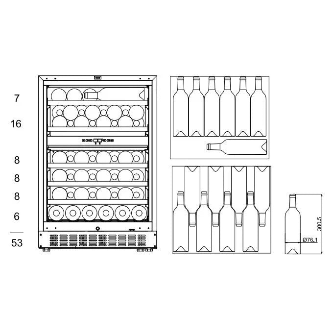Cave de vinho para 53 garrafas mQuvée WineCave Exclusive 780 60D de dupla zona Panel Ready, vista 6