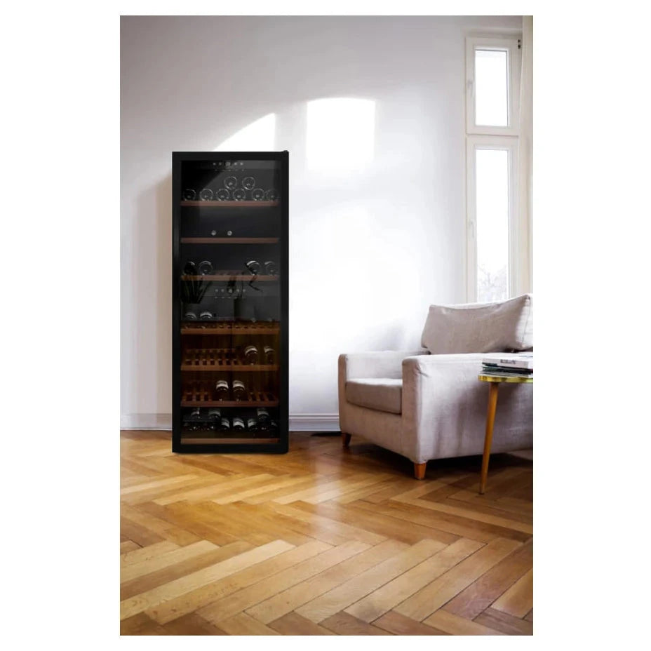 Wine cooler for 126 bottles mQuvée WineExpert 126 dual-zone Fullglass Black, view 4