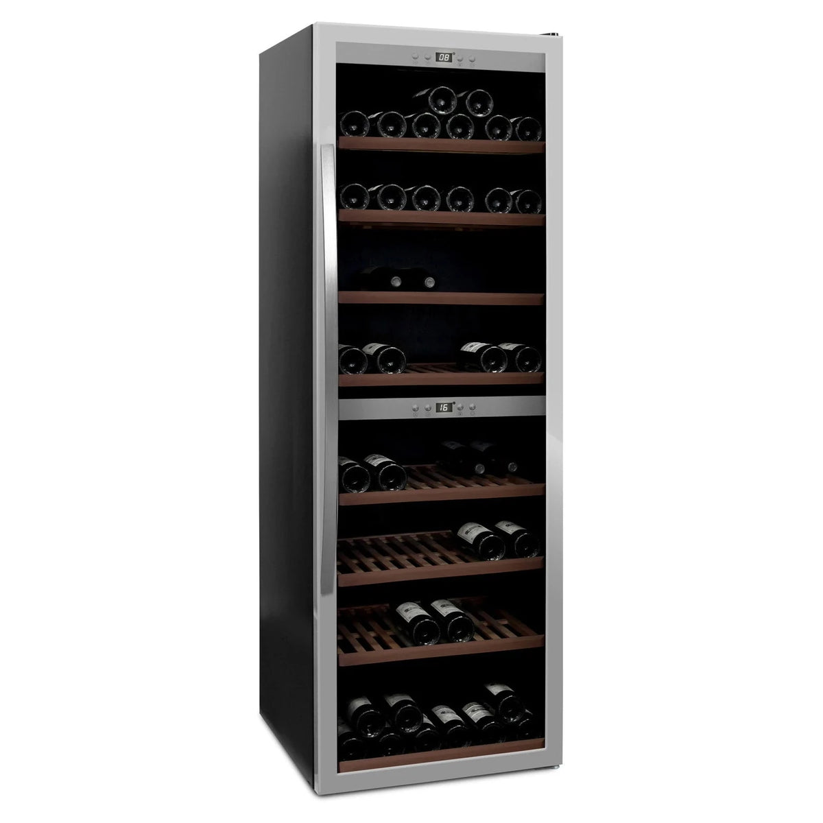 Cave de vinho para 180 garrafas mQuvée WineExpert 180 de dupla zona Stainless