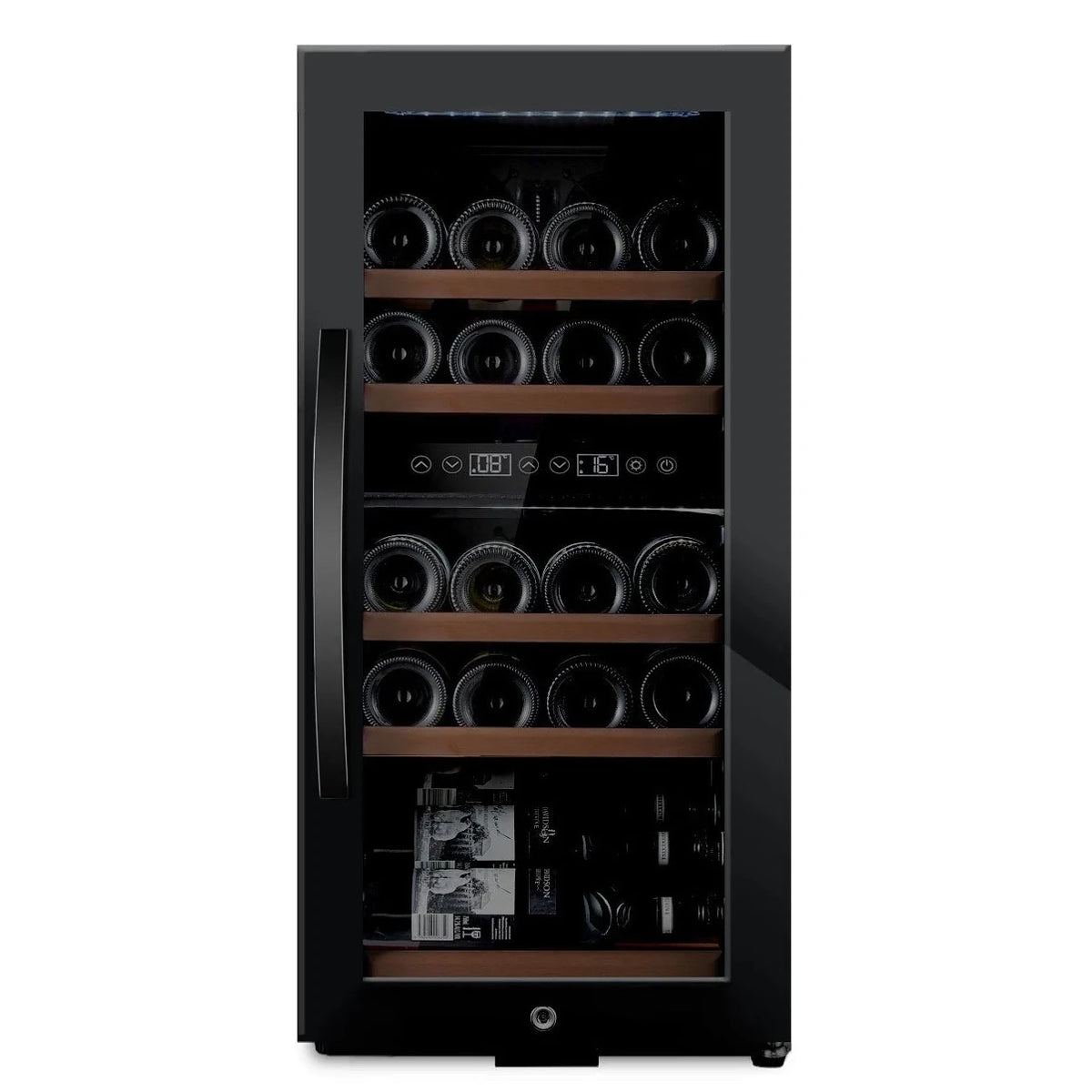 Cave de vinho para 24 garrafas mQuvée WineExpert 24 de dupla zona Fullglass Black