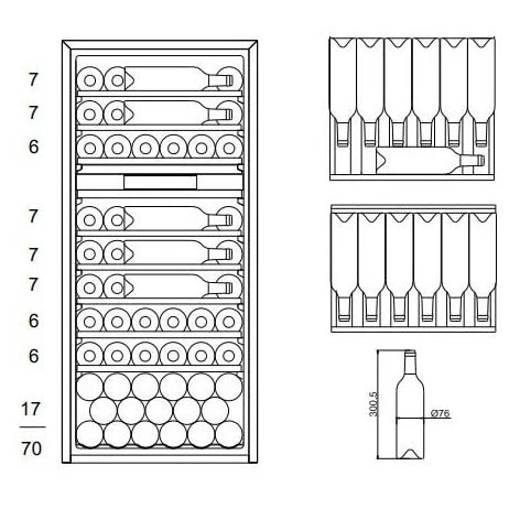 Cave de vinho mQuvée WineKeeper 70D Stainless com duas zonas de temperatura.