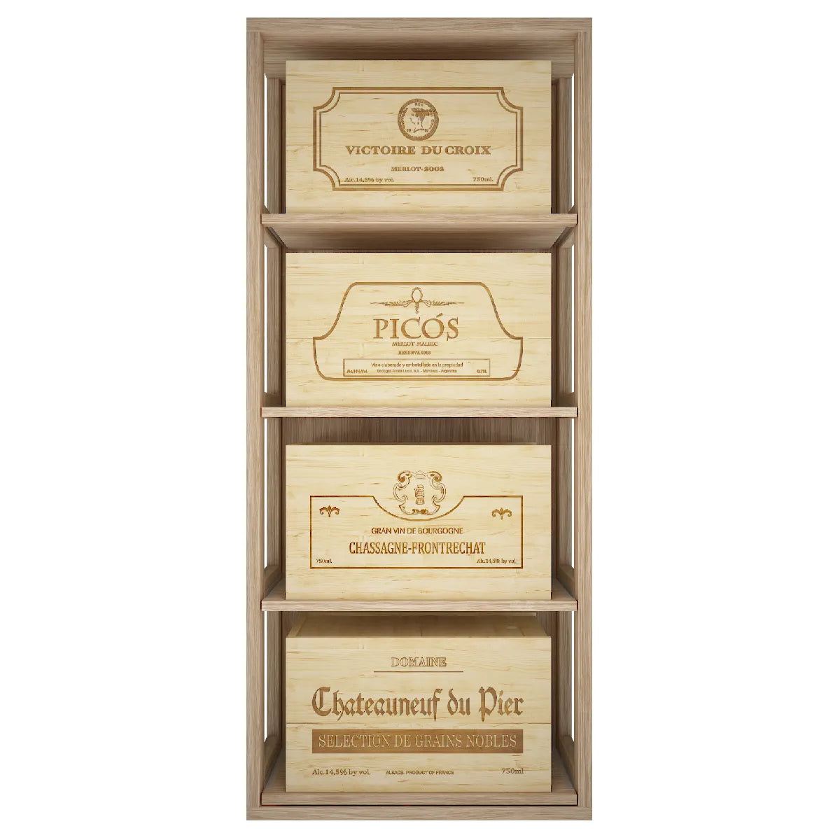Garrafeira para 4 caixas de 6 garrafas Expovinalia Arganza Godello 2558 – Carvalho natural – ER2558