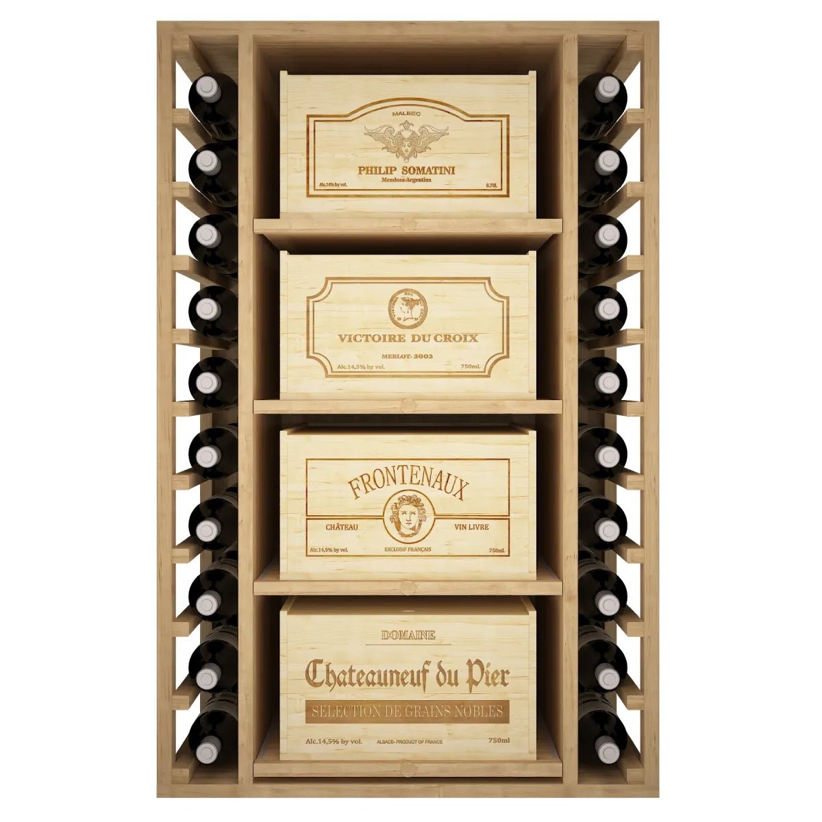 Garrafeira para 44 garrafas Expovinalia Arganza Godello 2547 – Pinho com acabamento de carvalho claro – EX2547