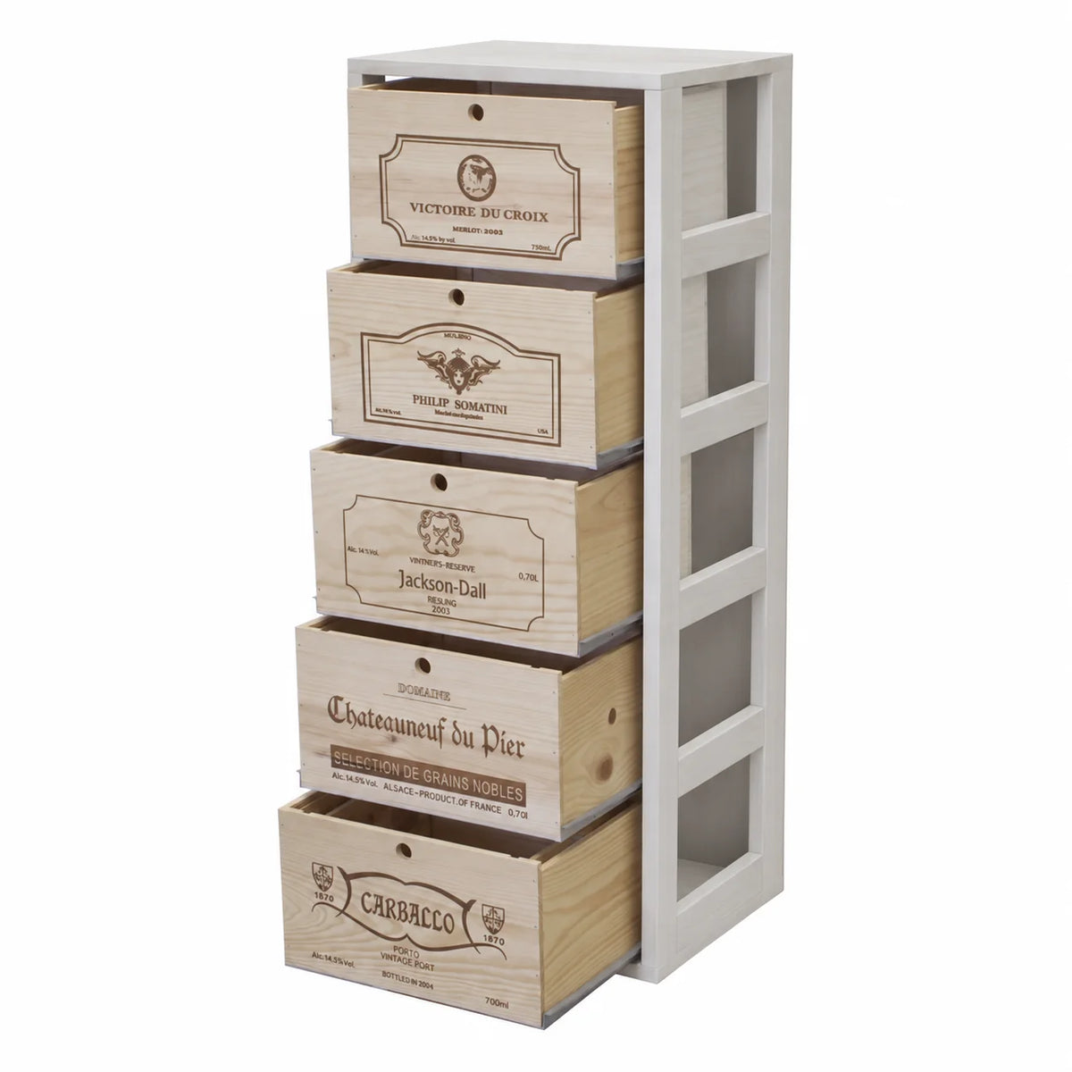 Garrafeira para 5 caixas de 6 garrafas Expovinalia Arganza Godello 2553 – Pinho branco – EW2553