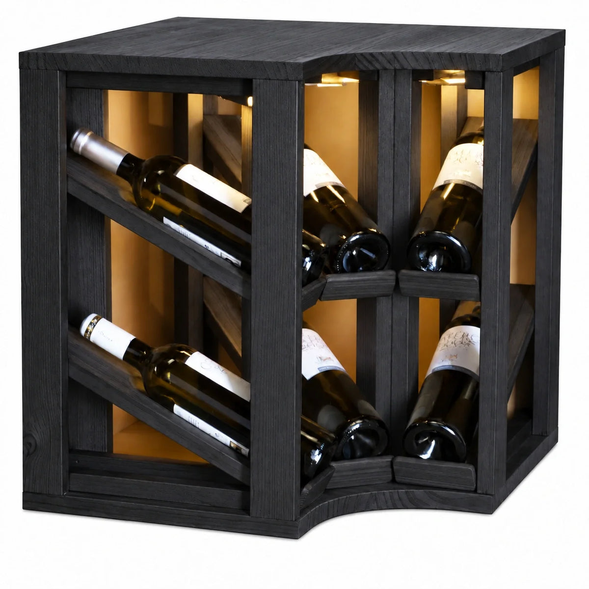 Garrafeira para 6 garrafas Expovinalia Villafranca Godello 2198 – Pinho preto – BX2198
