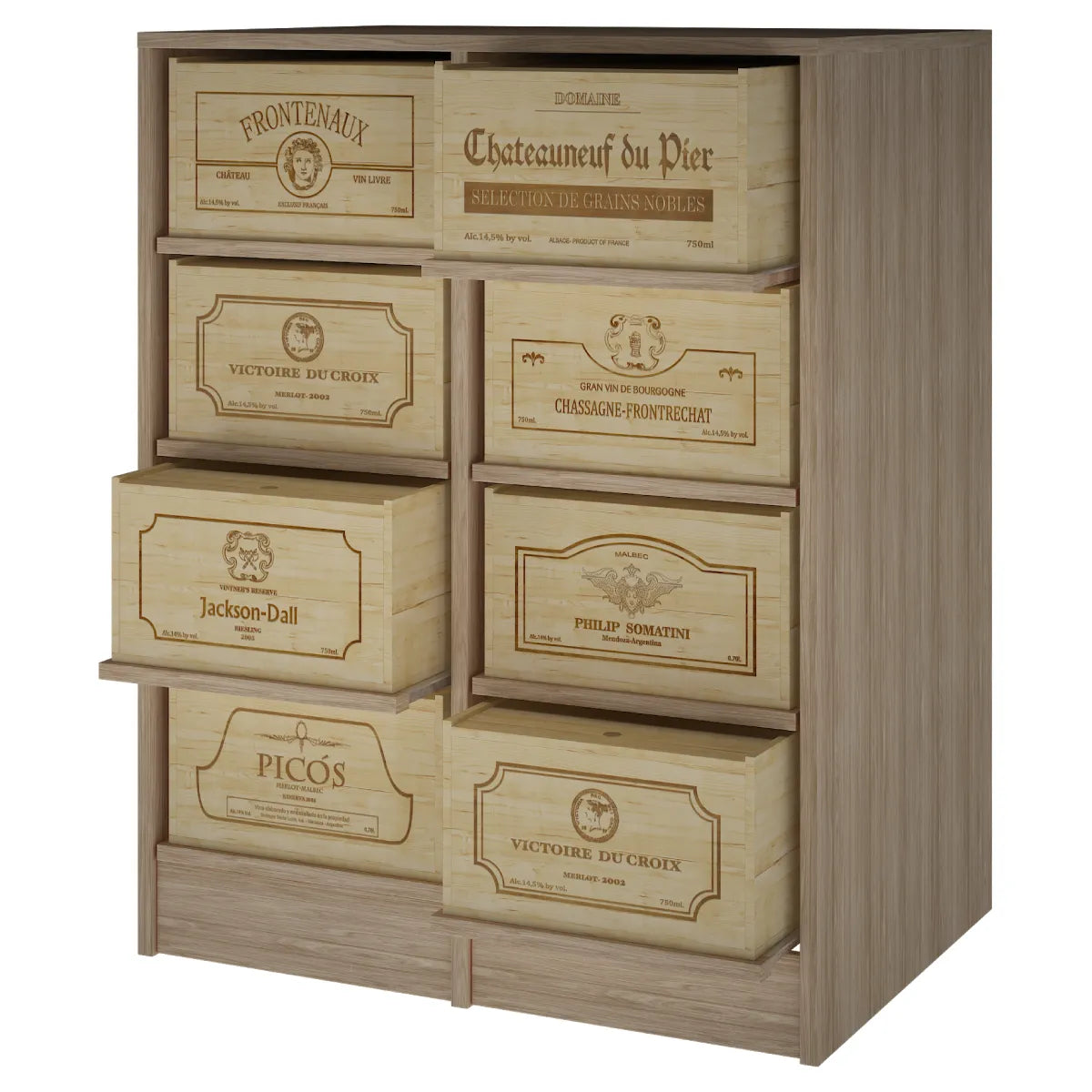 Garrafeira para 8 caixas de 12 garrafas Expovinalia Arganza Godello 2545 – Carvalho natural – ER2545